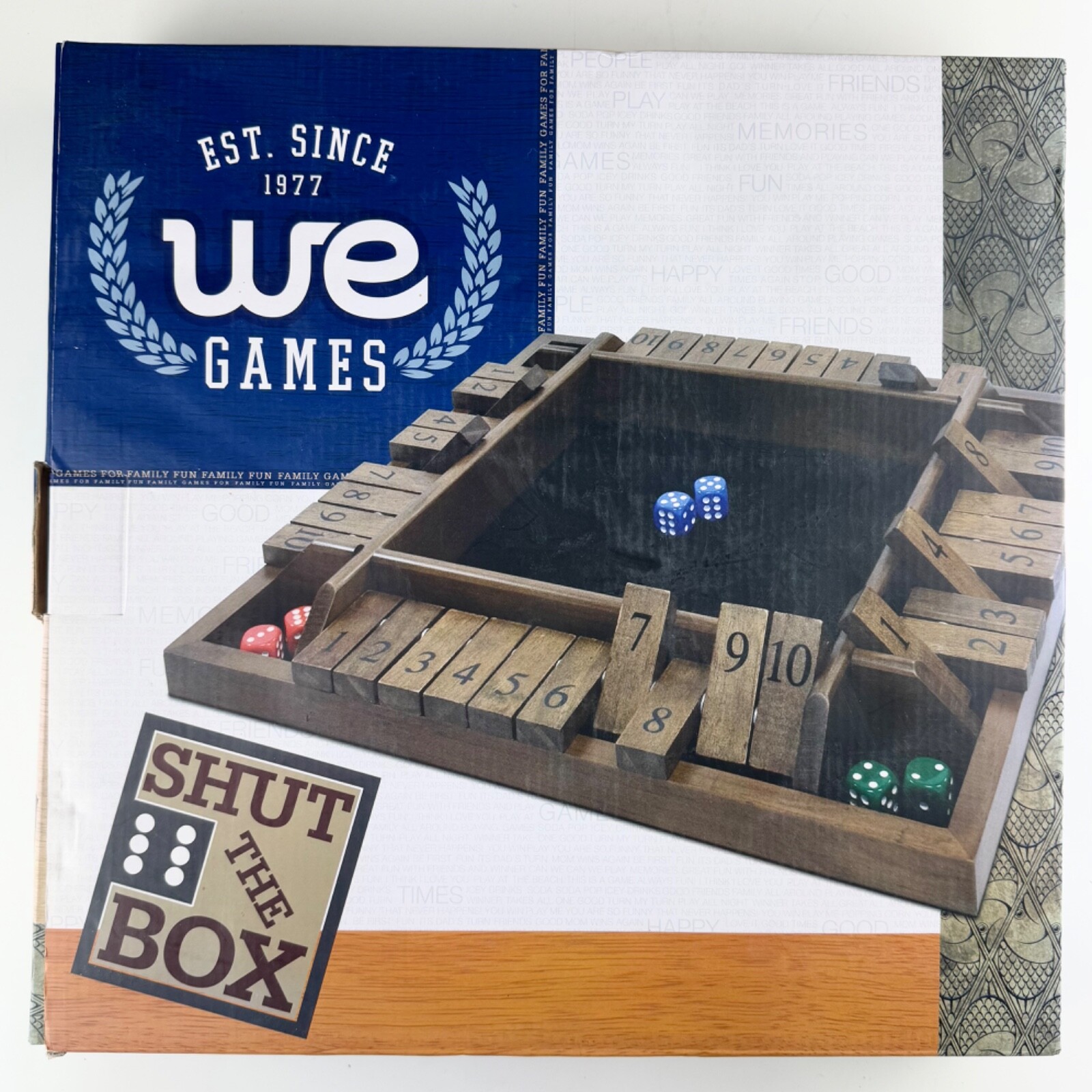 WE Games Shut The Box Game Wooden 10 Numbers 4 Players
