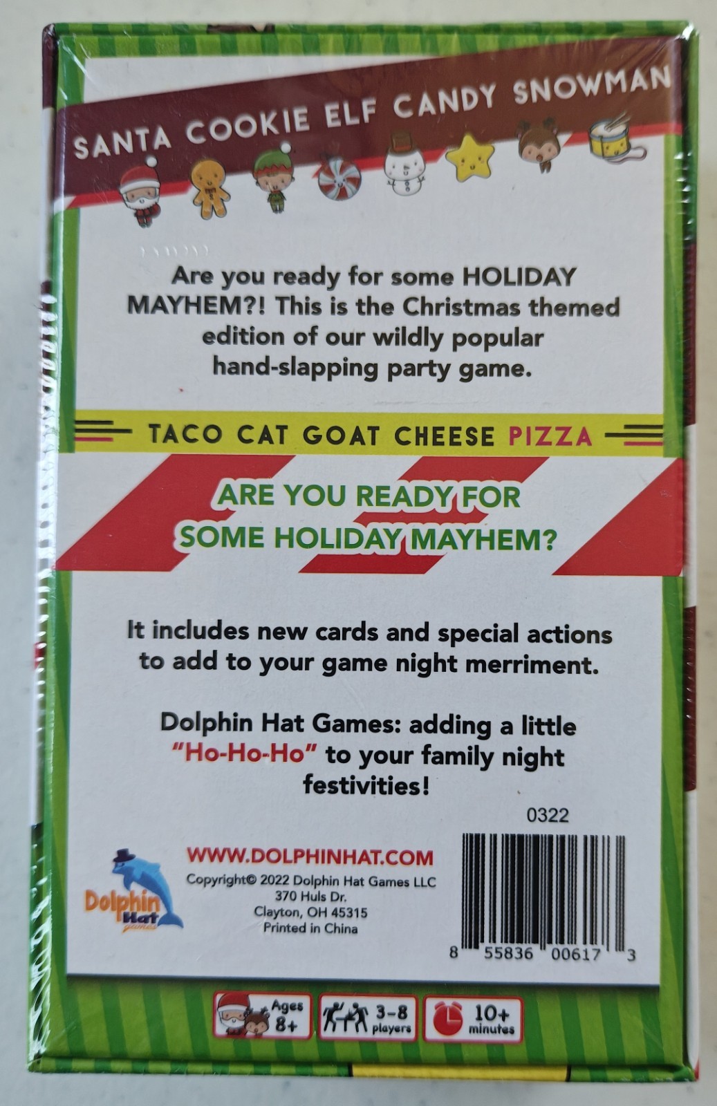 Santa Cookie Elf Candy Snowman Card Game Taco Cat