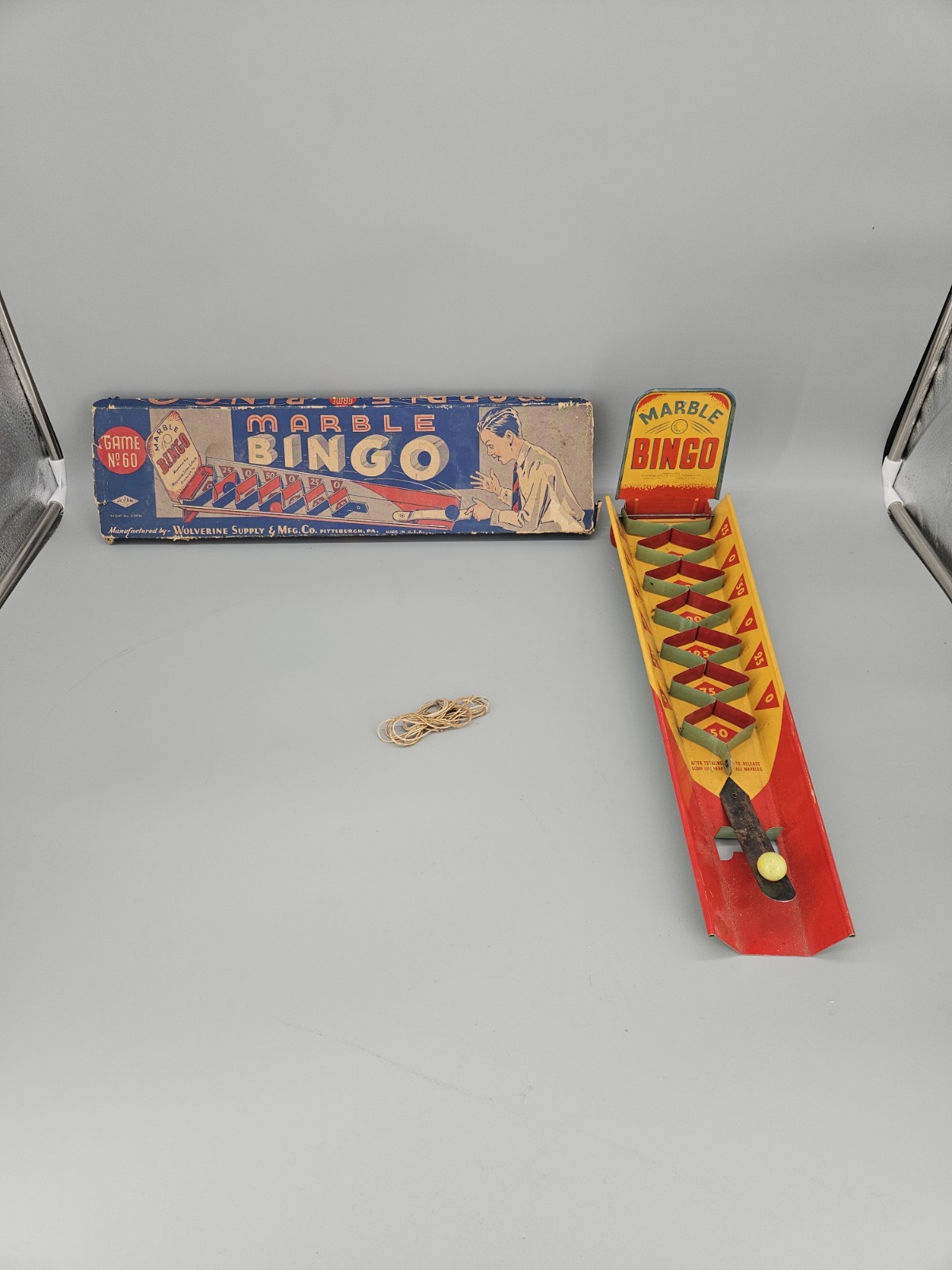 Vintage Wolverine Supply Co. Tin Lithographed ‘Marble Bingo’ Game W/Box