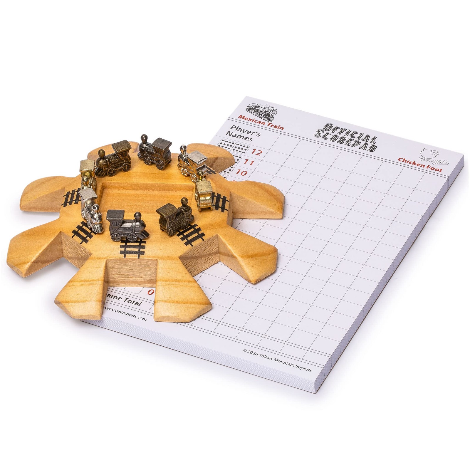 Yellow Mountain Imports Mexican Train Dominoes Accessory Set (5.8-Inch Wooden Hu