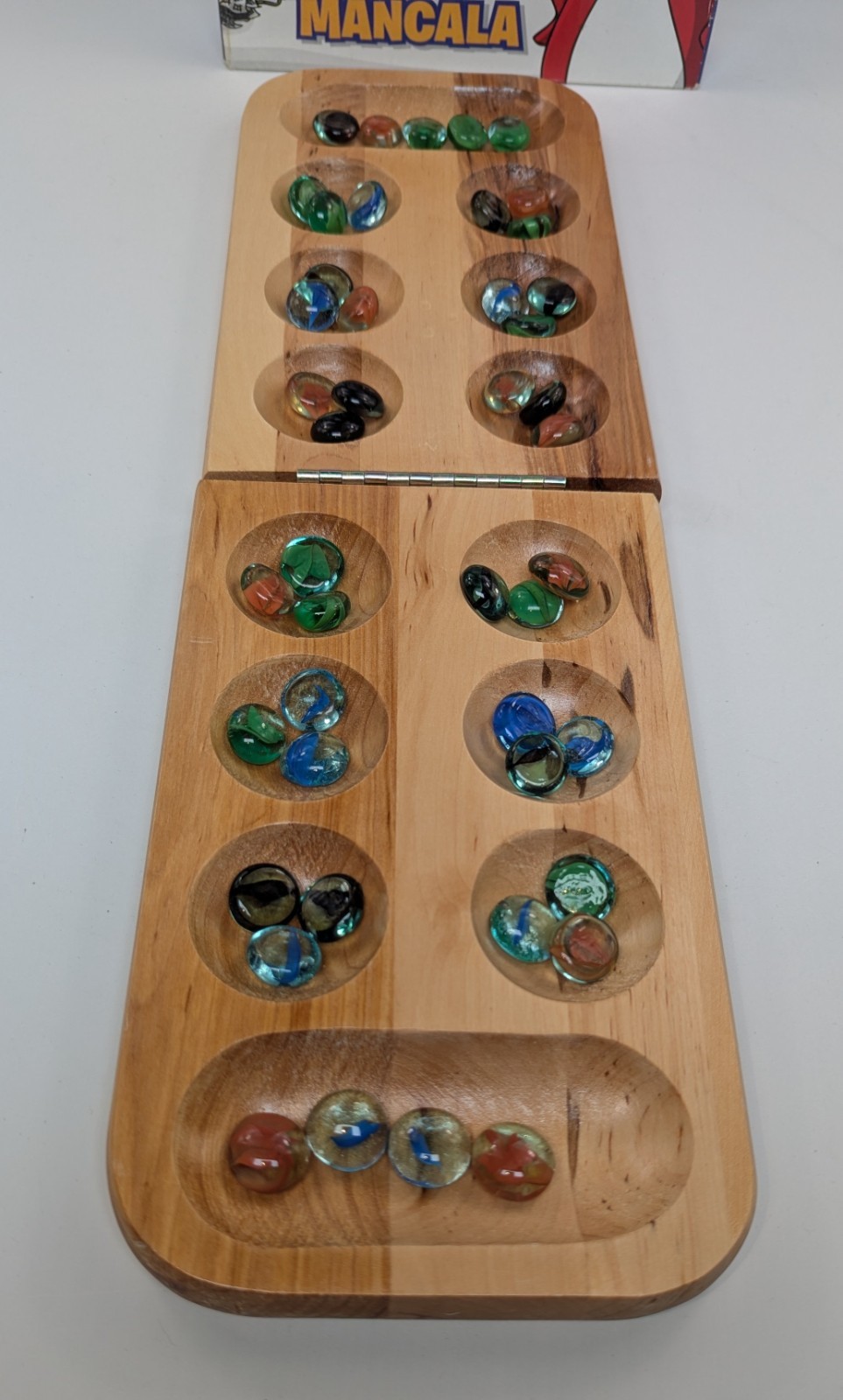 Disney CLUB PENGUIN MANCALA Wooden Board Game 45/48 Clear Stones (INCOMPLETE)