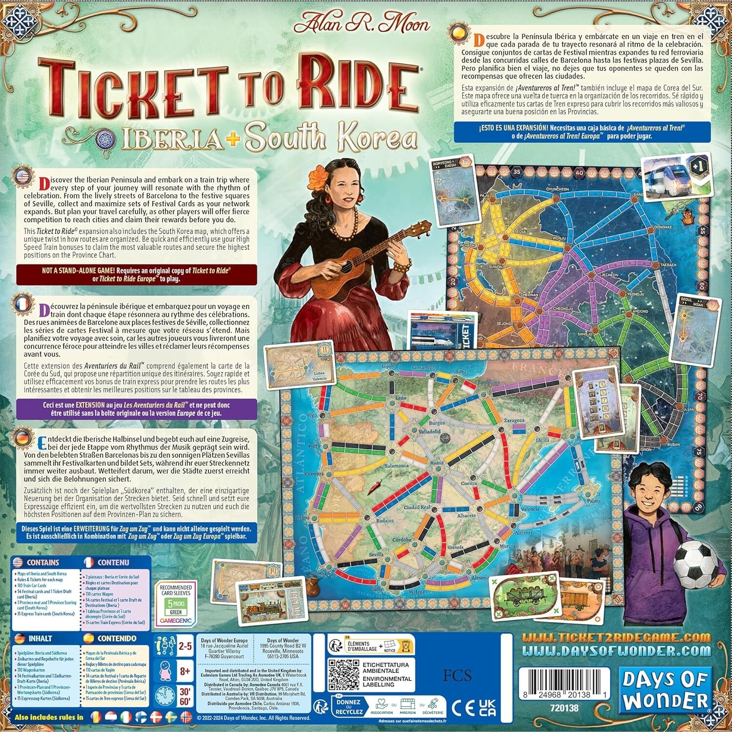 Ticket To Ride Iberia & South Korea Map Collection #8 Game Expansion DOW TTR