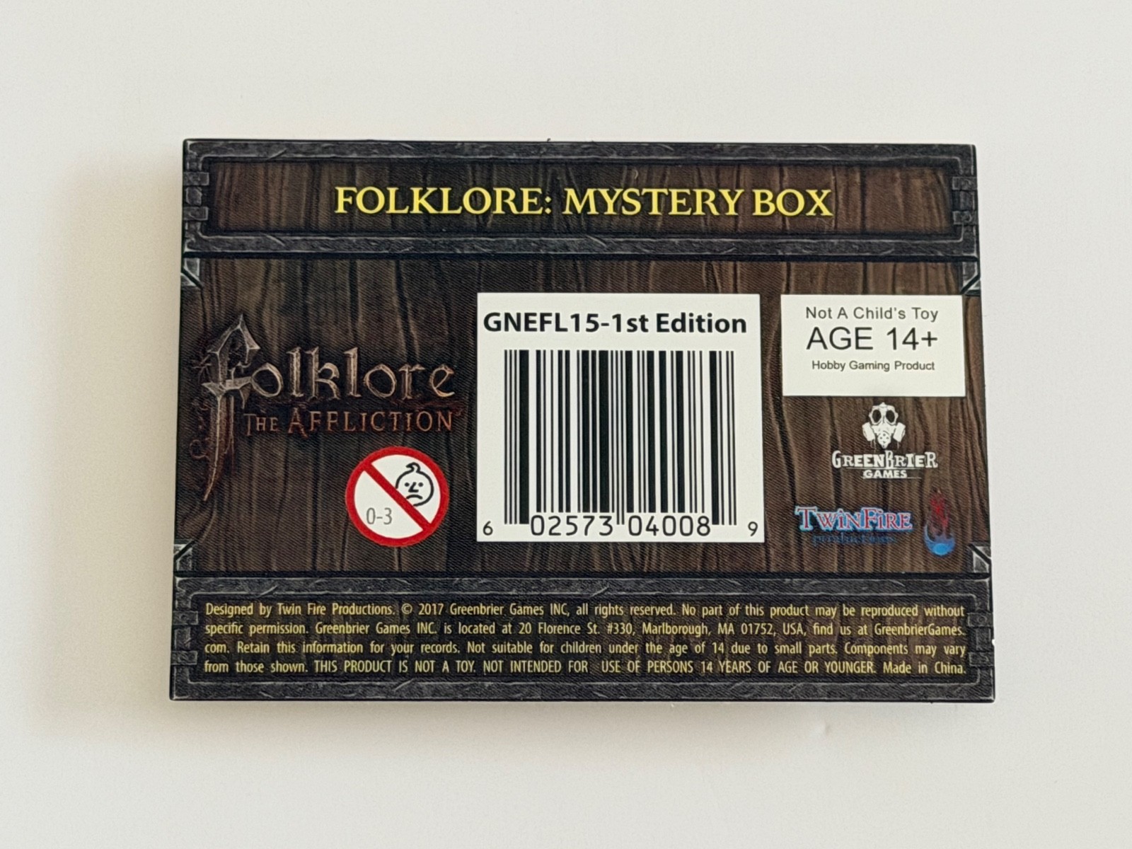 Folklore The Affliction Mystery Box 2017 GNEFL15 NEW 1st Edition