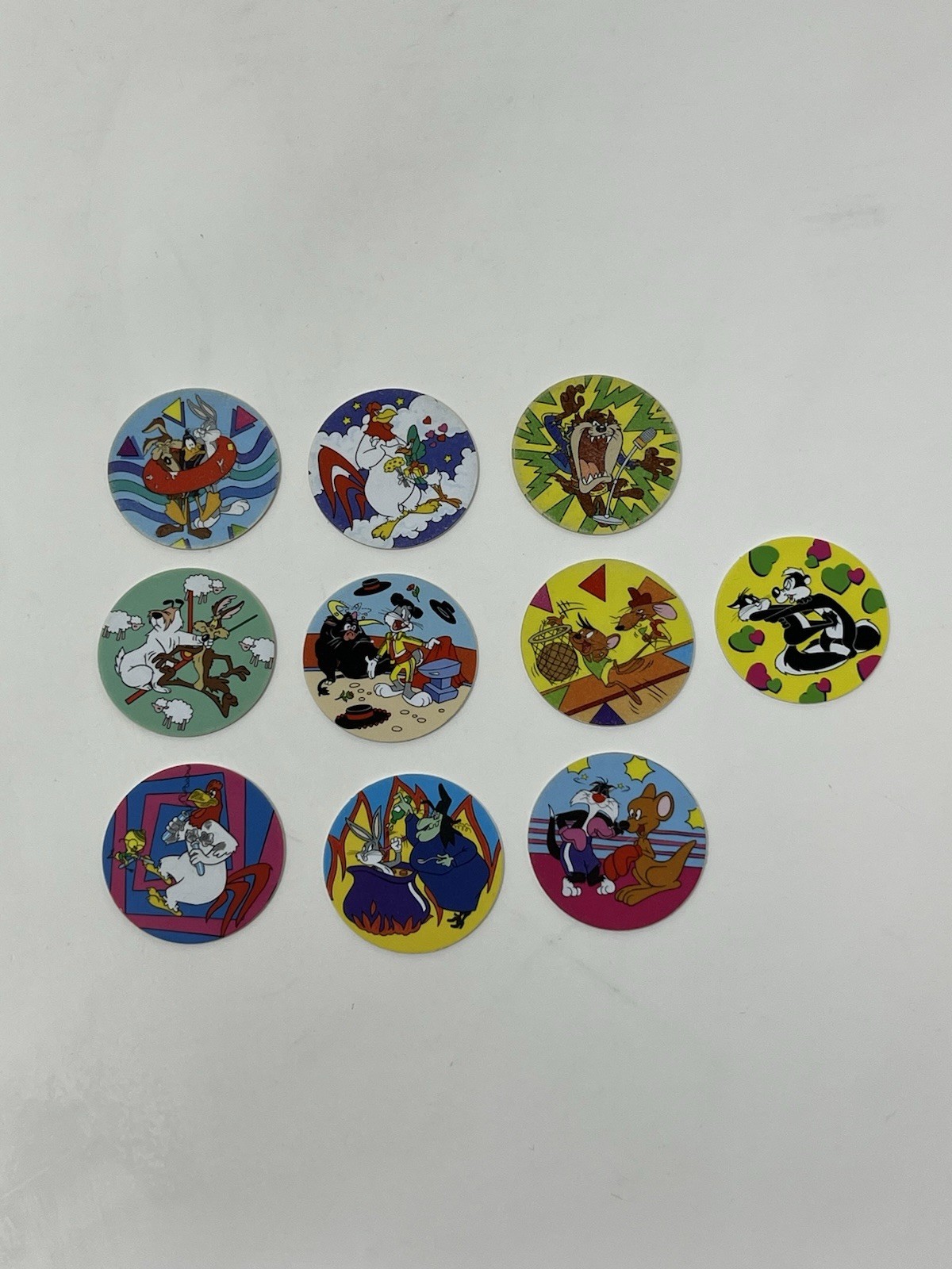 Lot Of 10 Pogs Tazos 1995 Looney Tunes Vintage Chetoos Sabritas