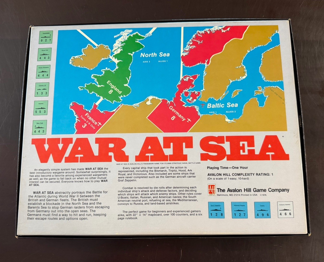 War At Sea Avalon Hill 1976 Board Game