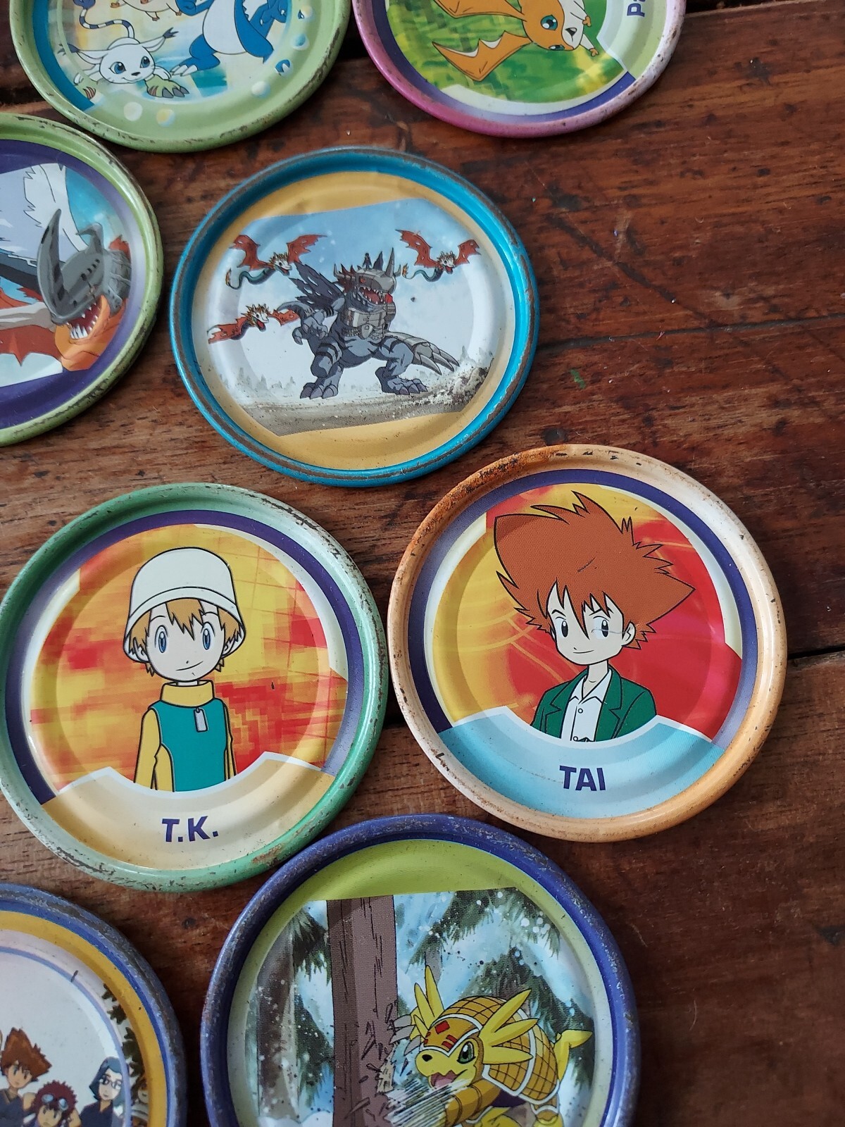 Digimon Rappers Lot Of 31 Digital Monsters Metal Pogs Tazos 2 Inch Mgic Box 2001