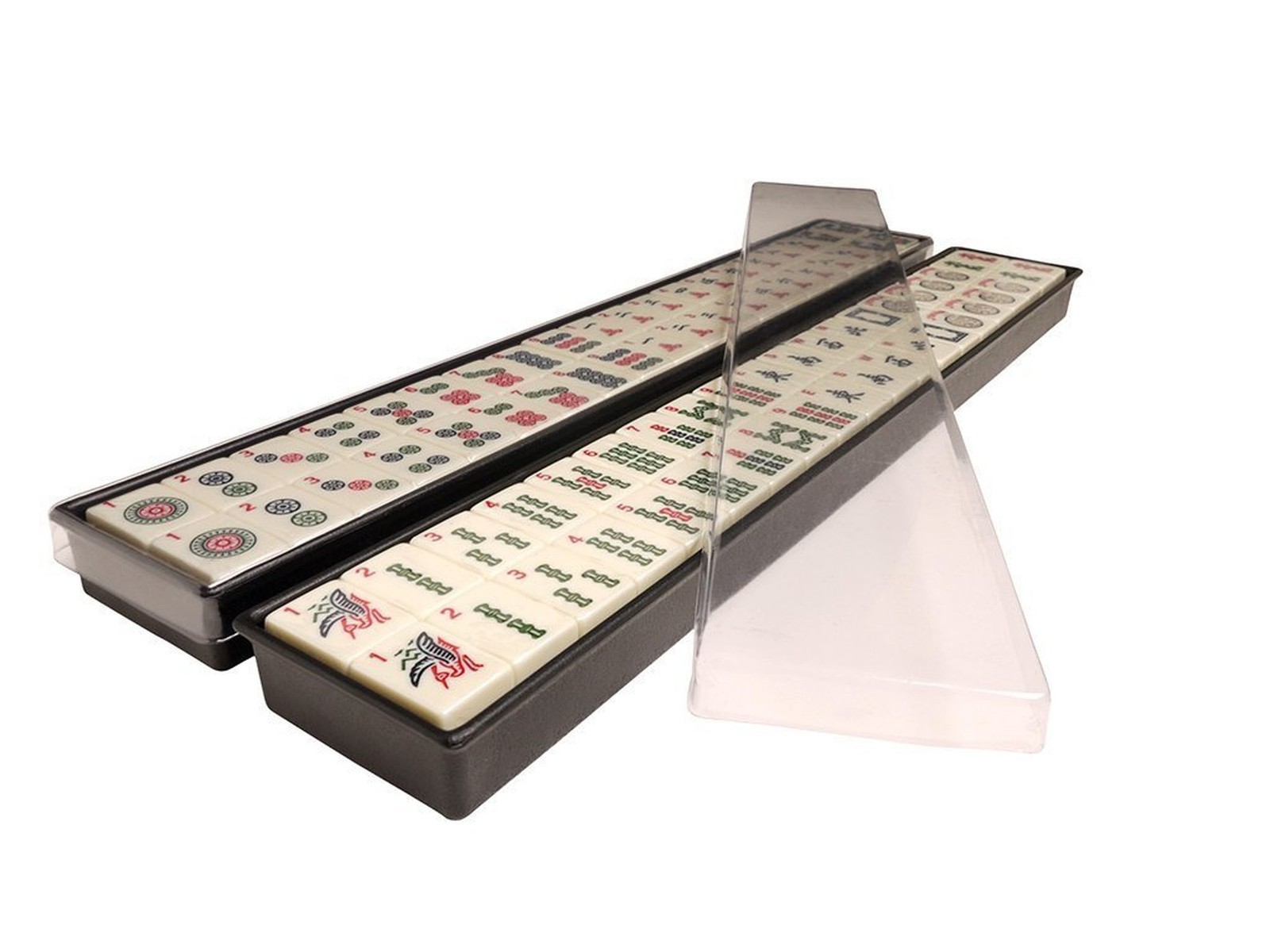 American Mah Jong Set – 166 Ivory Colored Engraved Tiles, 4 x Combo Rack/Push…