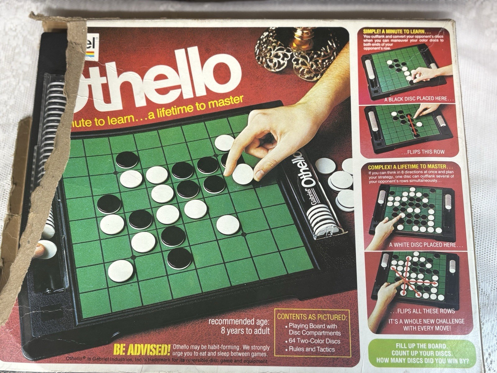 Vtg Othello Board Game Gabriel In Original Box 1978 Replacement Parts 62 Discs