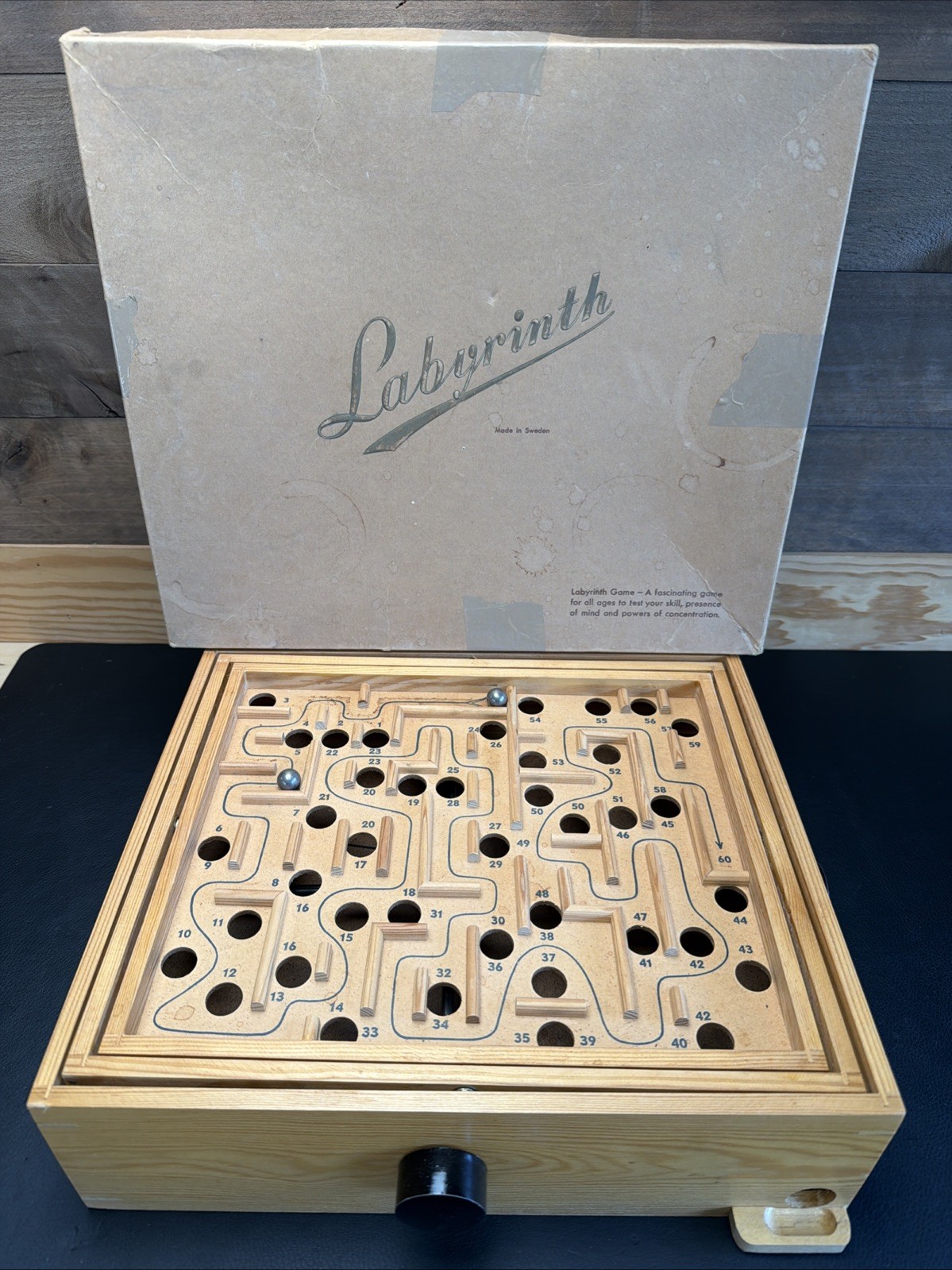 Vintage 1950 Brio Labyrinth Wooden Game with Original Box!!