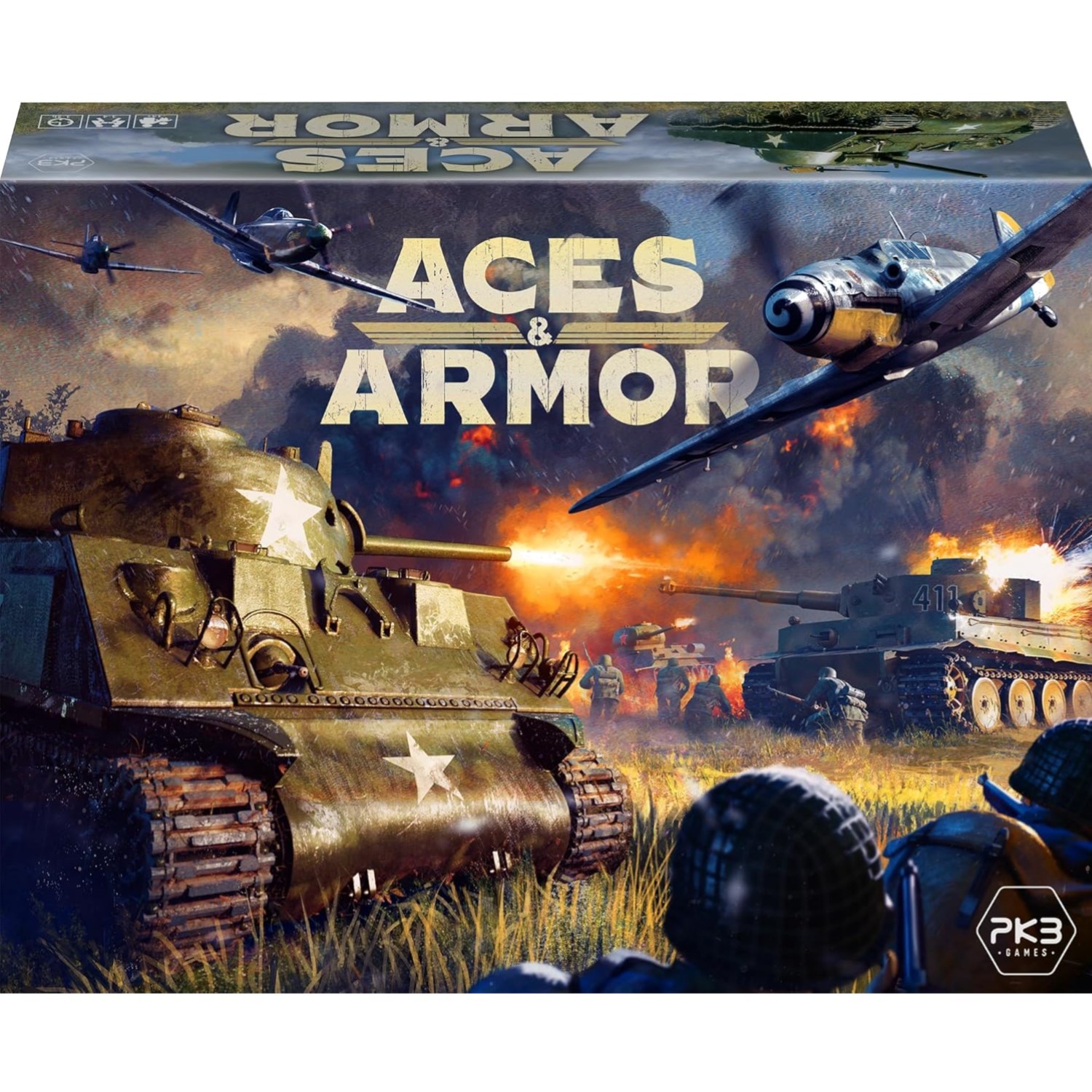 Aces & Armor, WWII War Miniatures Strategy Board Game, Ages 14+, 1-4 Players,…