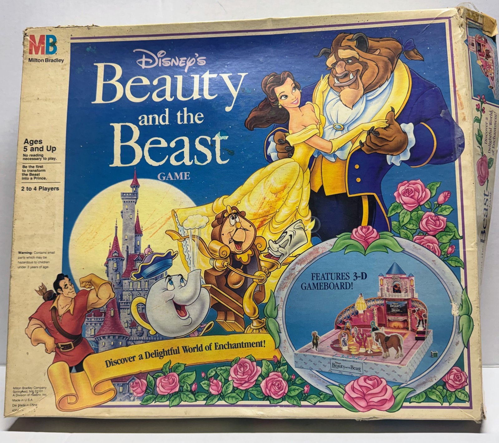 Vintage 1991 Disney Beauty and the Beast 3-D Board Game Milton Bradley #4204 MB