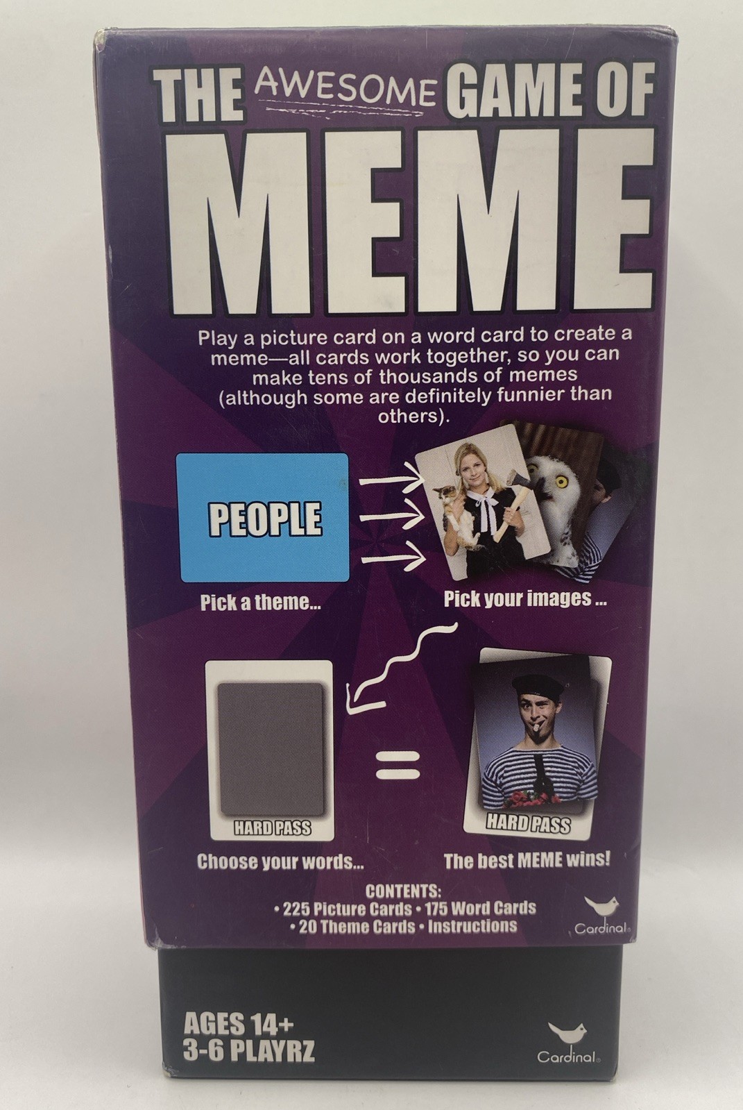 The Awesome Game of Meme Word Cards Game Box Ages 14+ 3-6 Players Cardinal BNIP