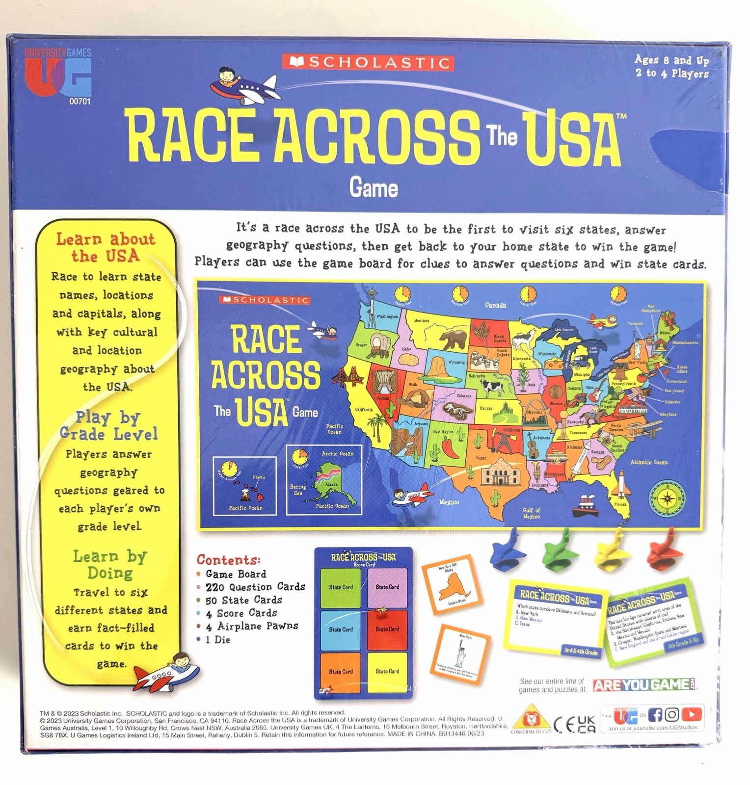 NIB Scholastic Race Across the USA Board Game New Sealed Ages 8 and Up