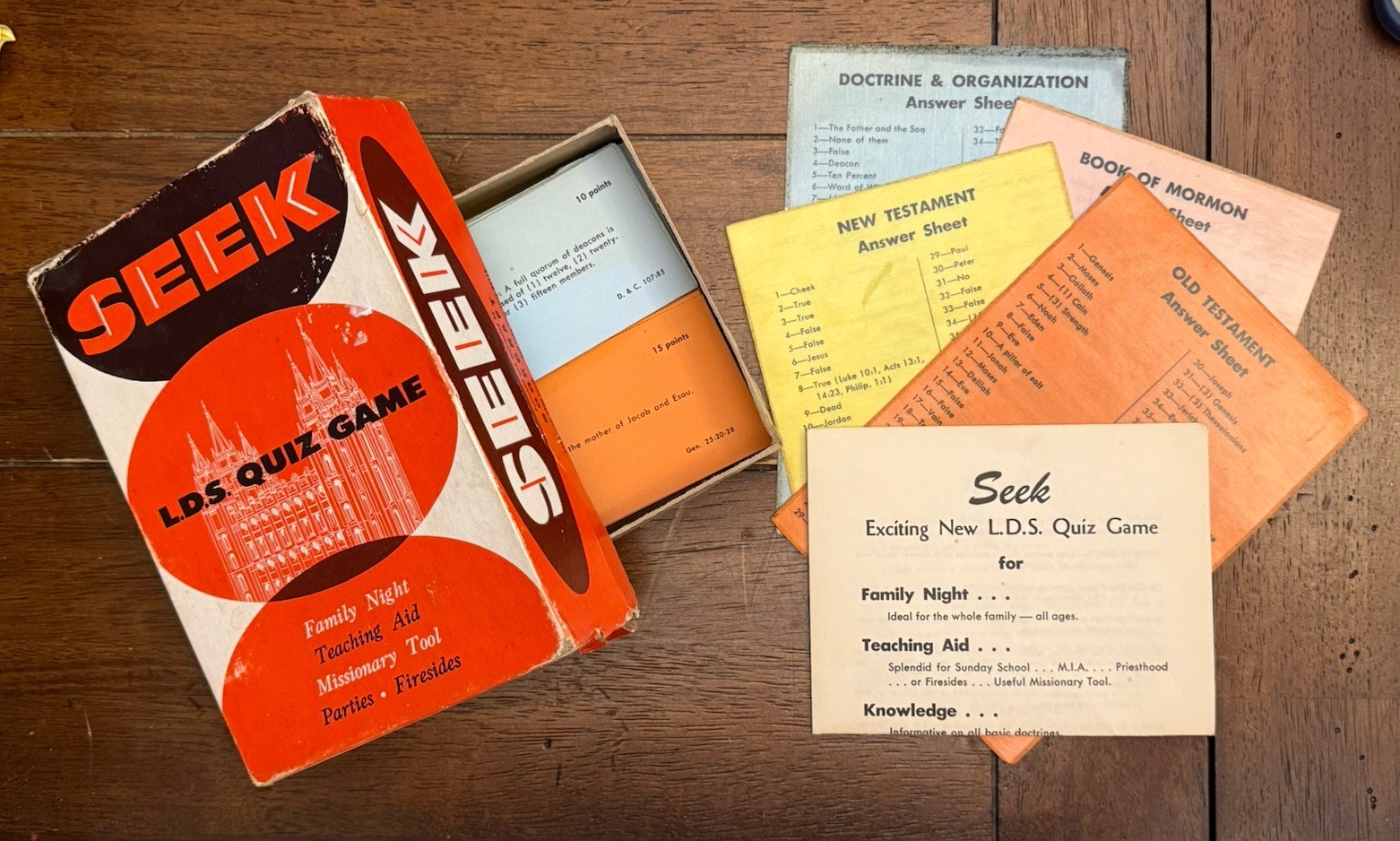 Vintage 1958 Seek LDS Quiz Game Bookcraft Mormon Trivia Card Game Retro 1950s
