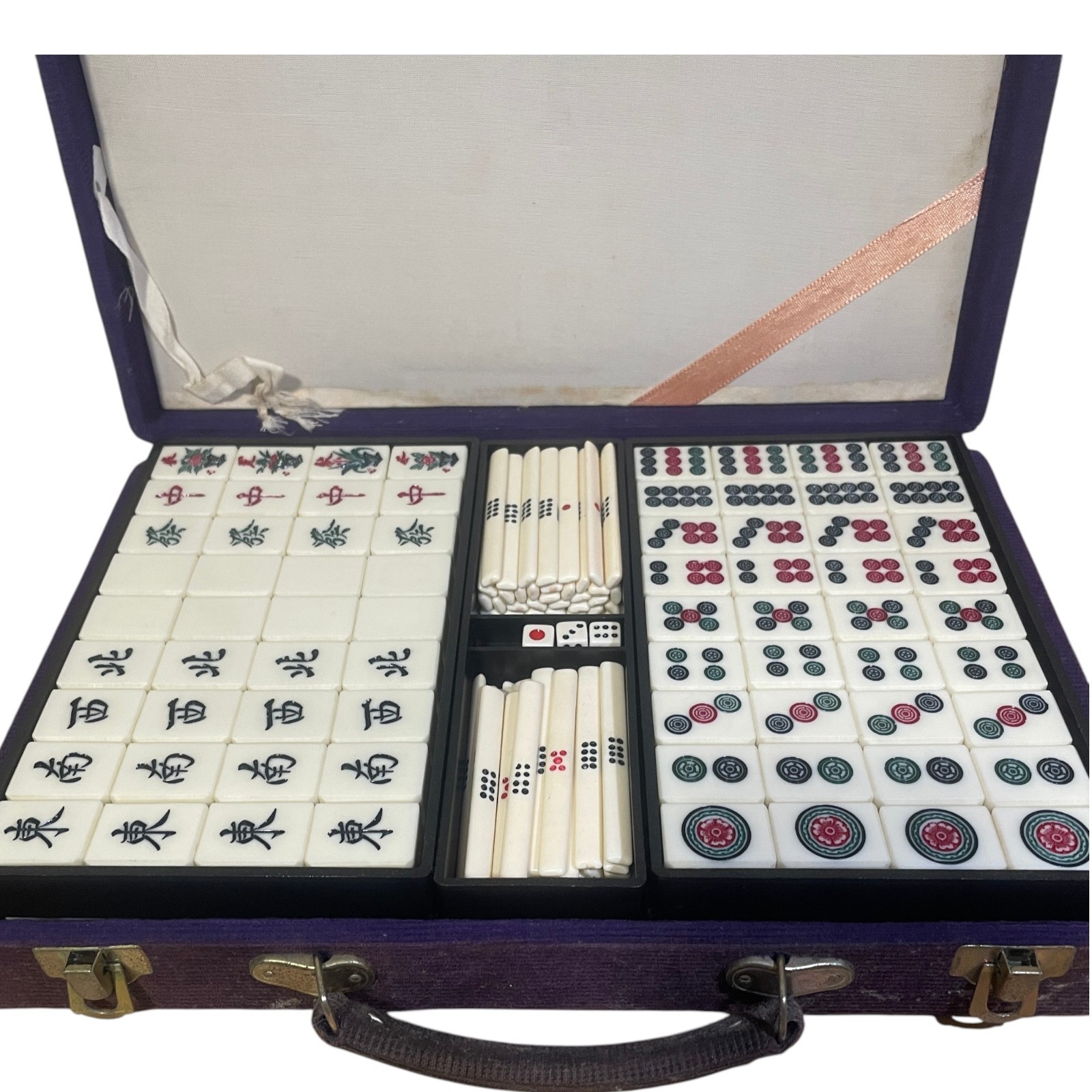 Vintage Mizuno Maruichi Bamboo Backed Mahjong Tile Set Japanese Riichi Mahjong