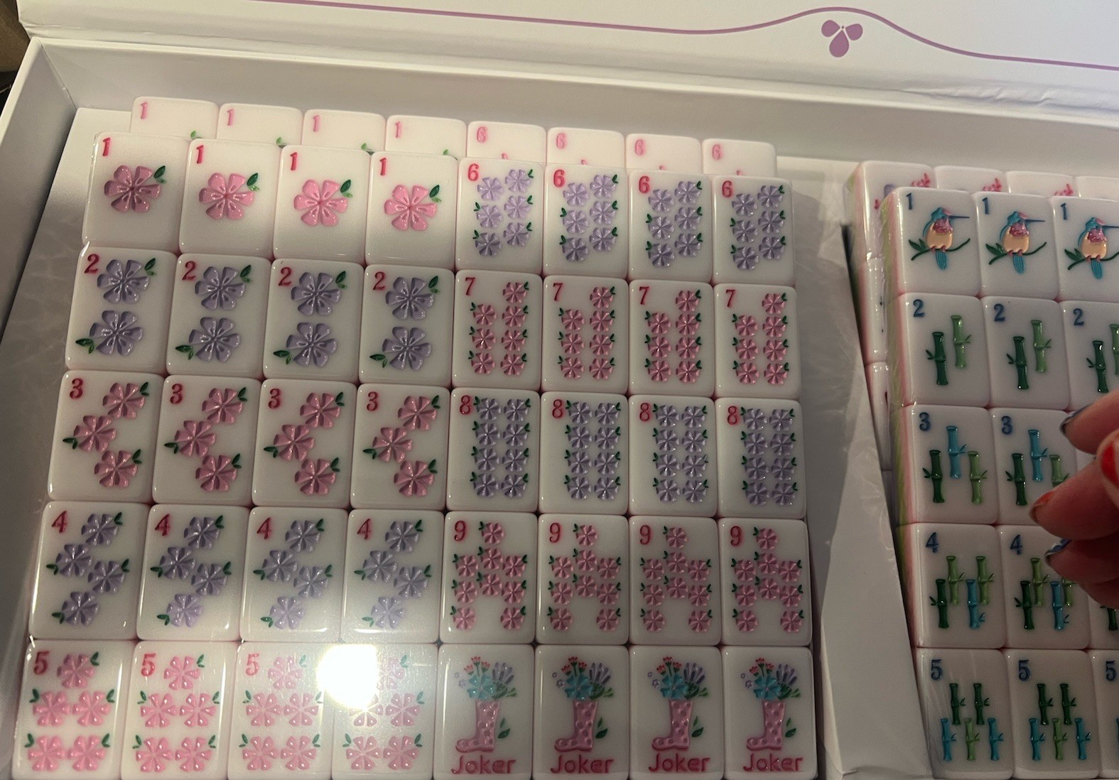 Florea Luxury American Mahjong Set 160 Hand Painted Tiles Purple Gift Box