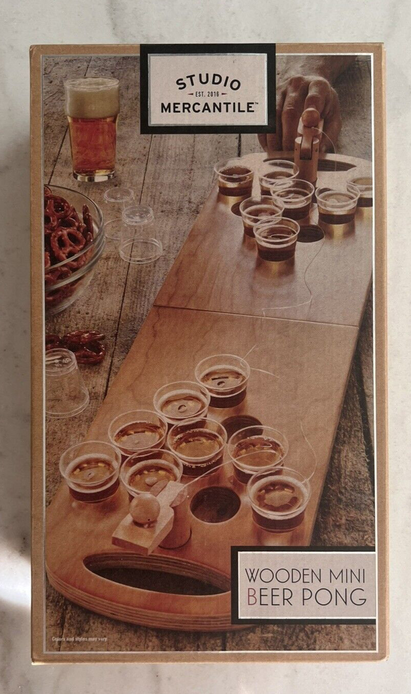 Studio Mercantile, Wooden Mini Beer Pong Drinking Game, New in Box