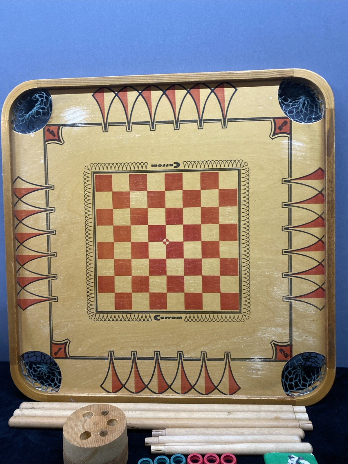 Carrom Industries #166 Board Game With Duplex Stand Pieces And Book
