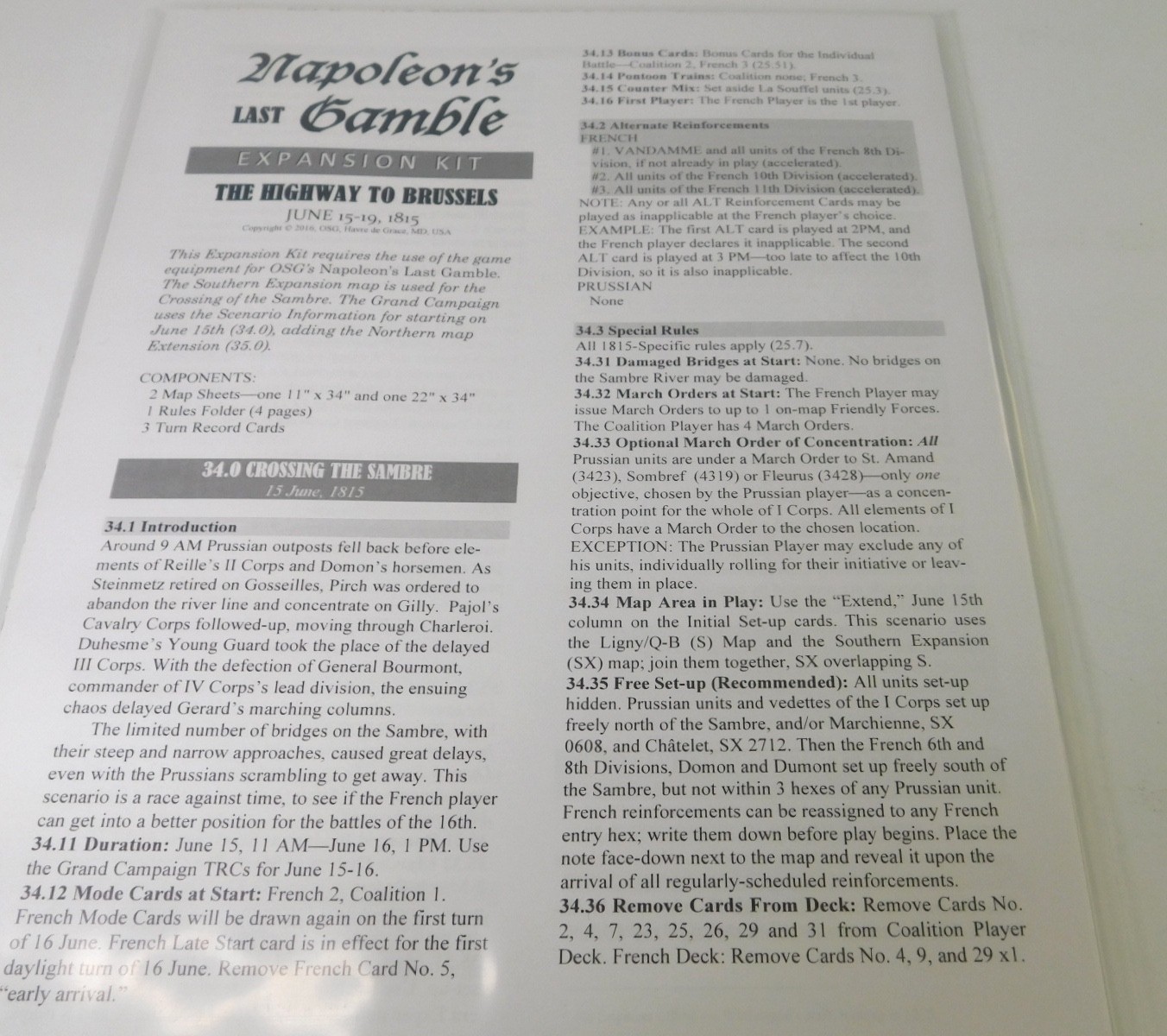 Napoleon’s Last Gamble Exp. Kit I Highway to Brussels by OSG Operational Studies