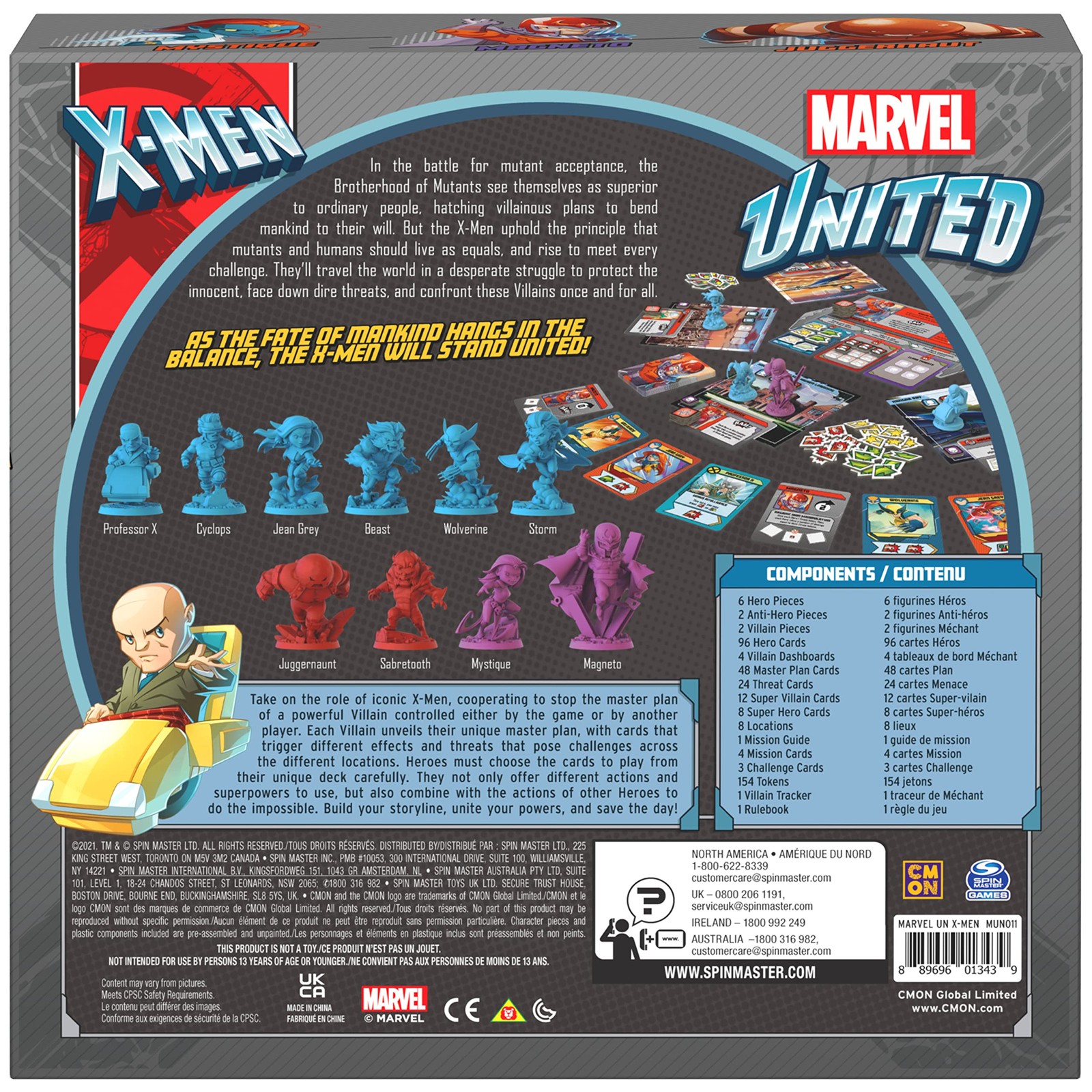 X-Men, Marvel United Board Game with Cards and Collectible Hero Villain Figurine