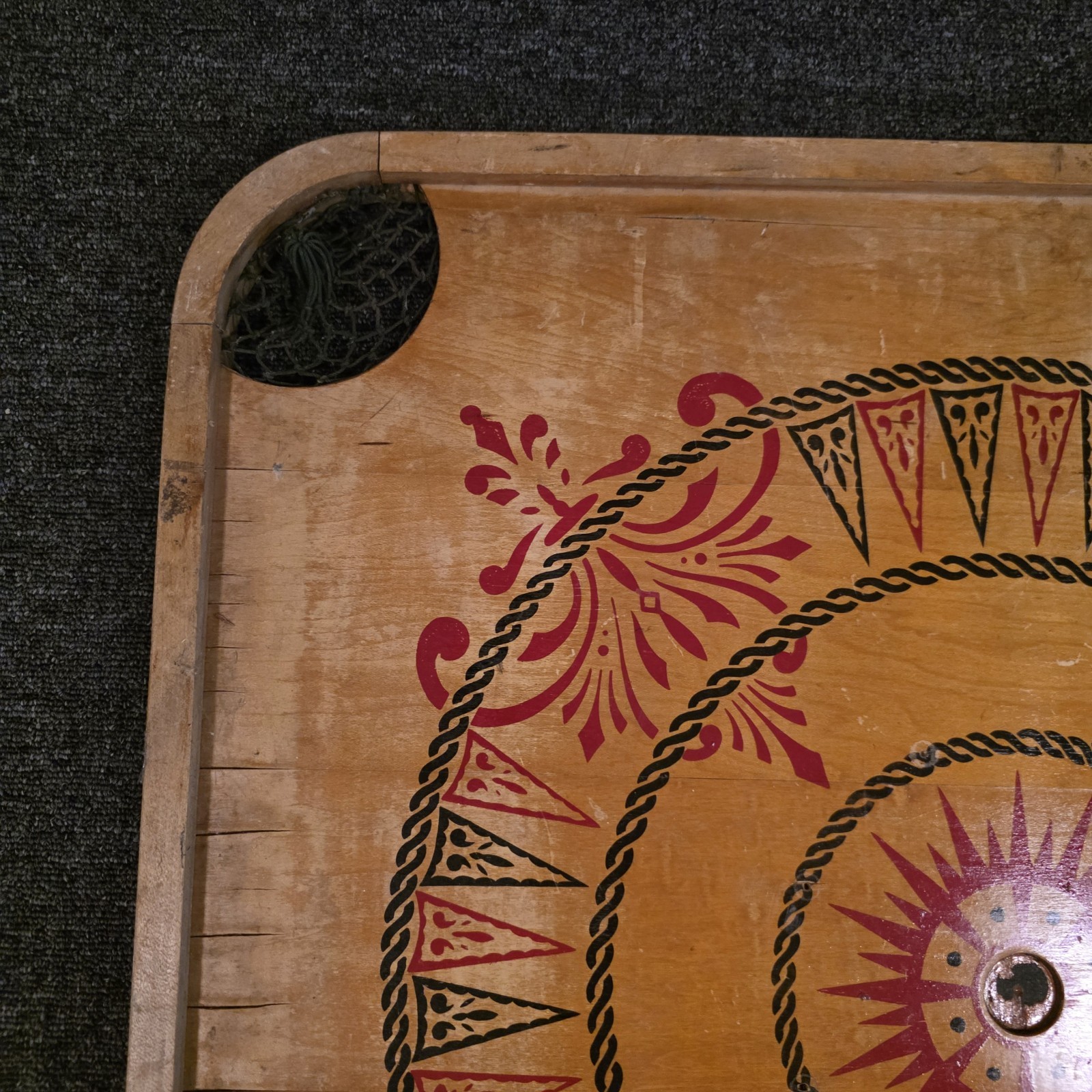 Antique Carrom Company Double Sided Wood Game Board No. 1 Archarena 28.5″X28.5″