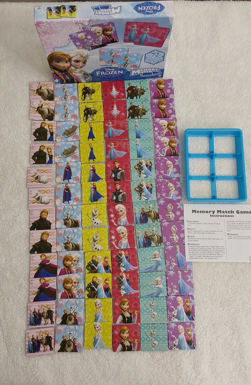 Disney Frozen Memory Match Game 72 Cards Instructions By Cardinal Elsa Anna Olaf