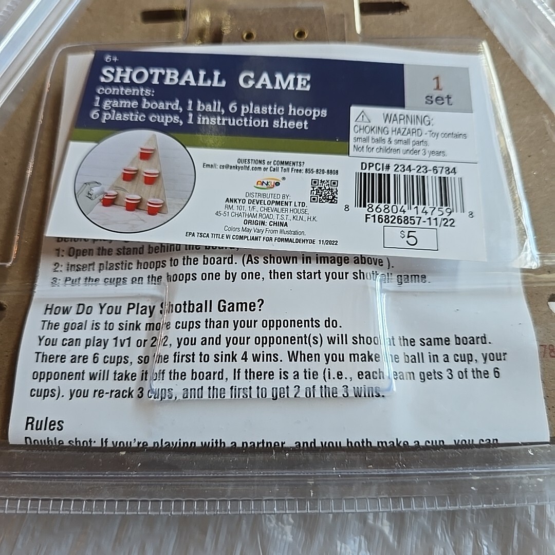 Shotball Game Tabletop Mini Beer Pong Style Party Game Wood Board New