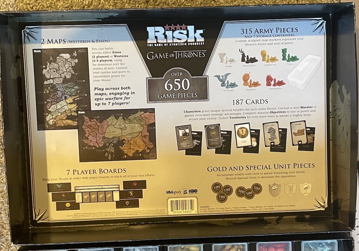 Risk Game of Thrones Edition Board Game Strategic Conquest COMPLETE EUC