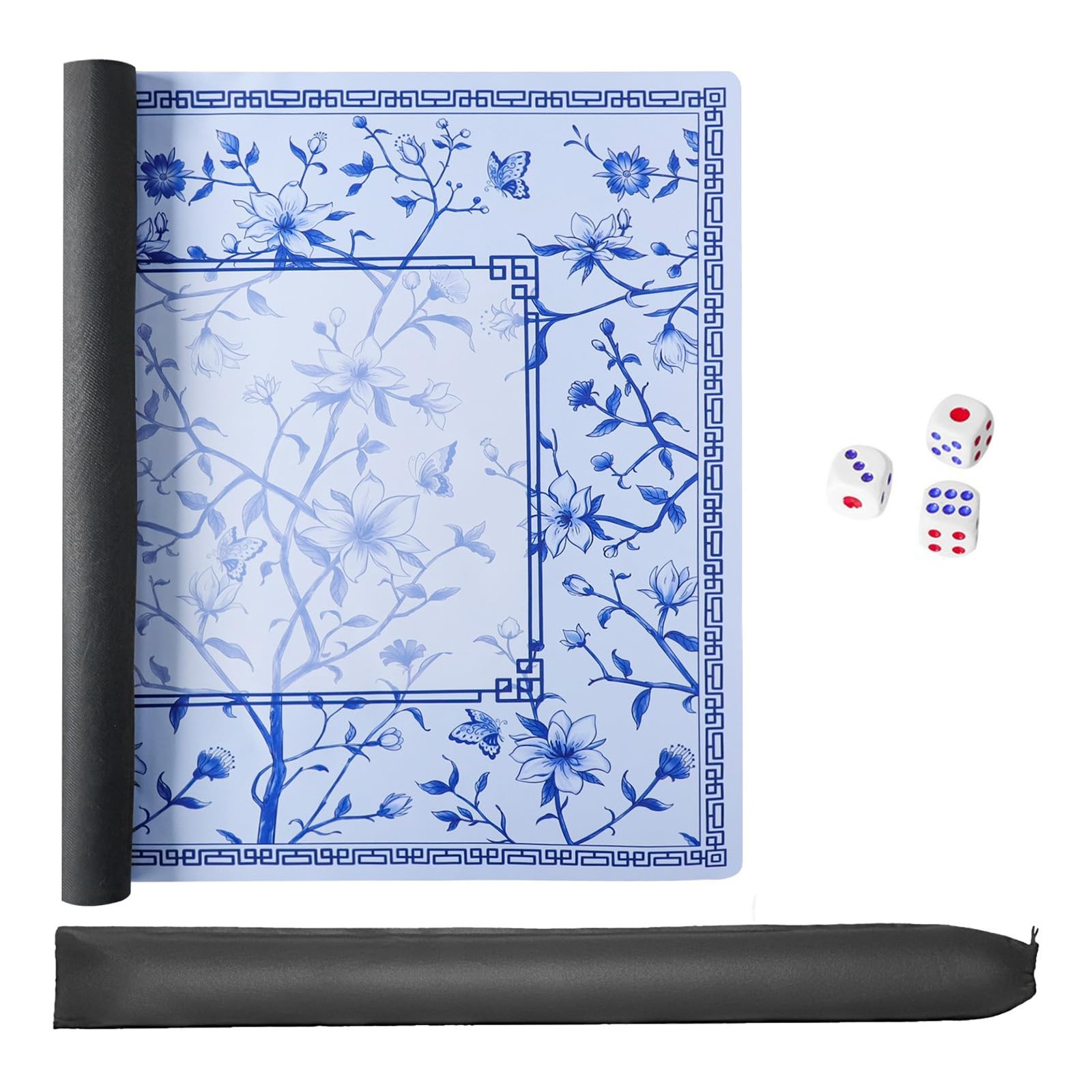Jongyance Large Blue Printed Mahjong Mat 31.5 x x 0.08 inches,