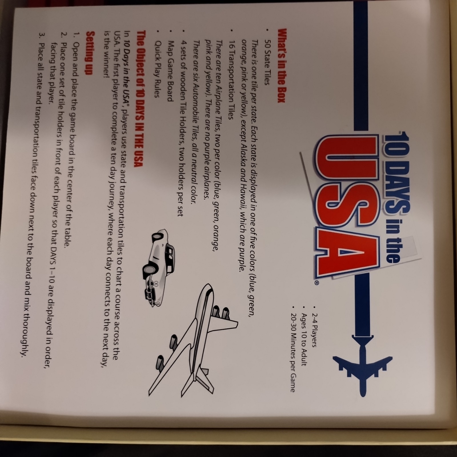 Vintage 1st Edition! 10 Days In The USA “Out Of The Box” Board Game COMPLETE!!