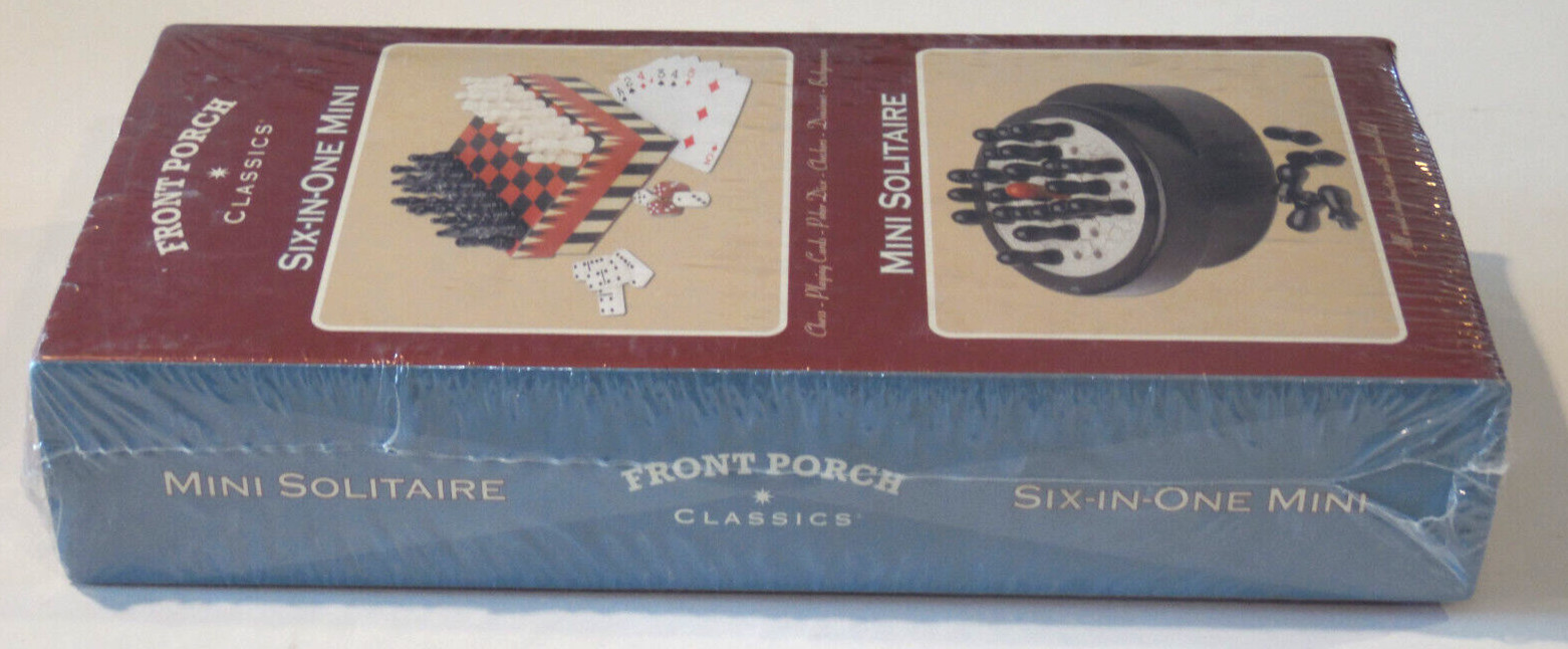 Mini Solitaire 6 in 1 Games CHESS CHECKERS DOMINOES BACKGAMMON CARDS POKER DICE