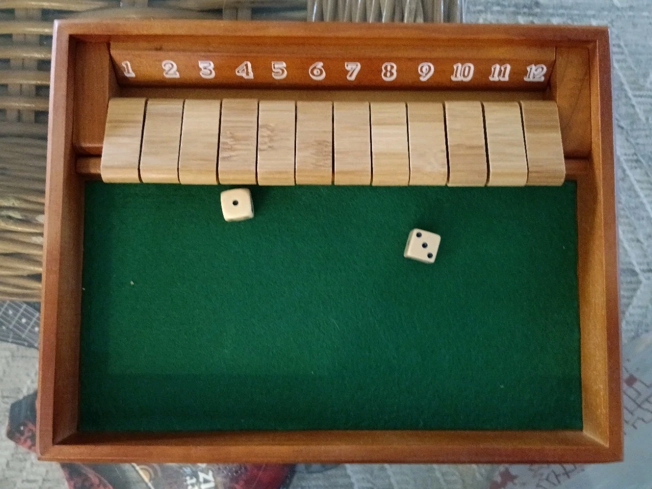 Shut the Box- 12 – Chh Games – Wood Box Dice Game