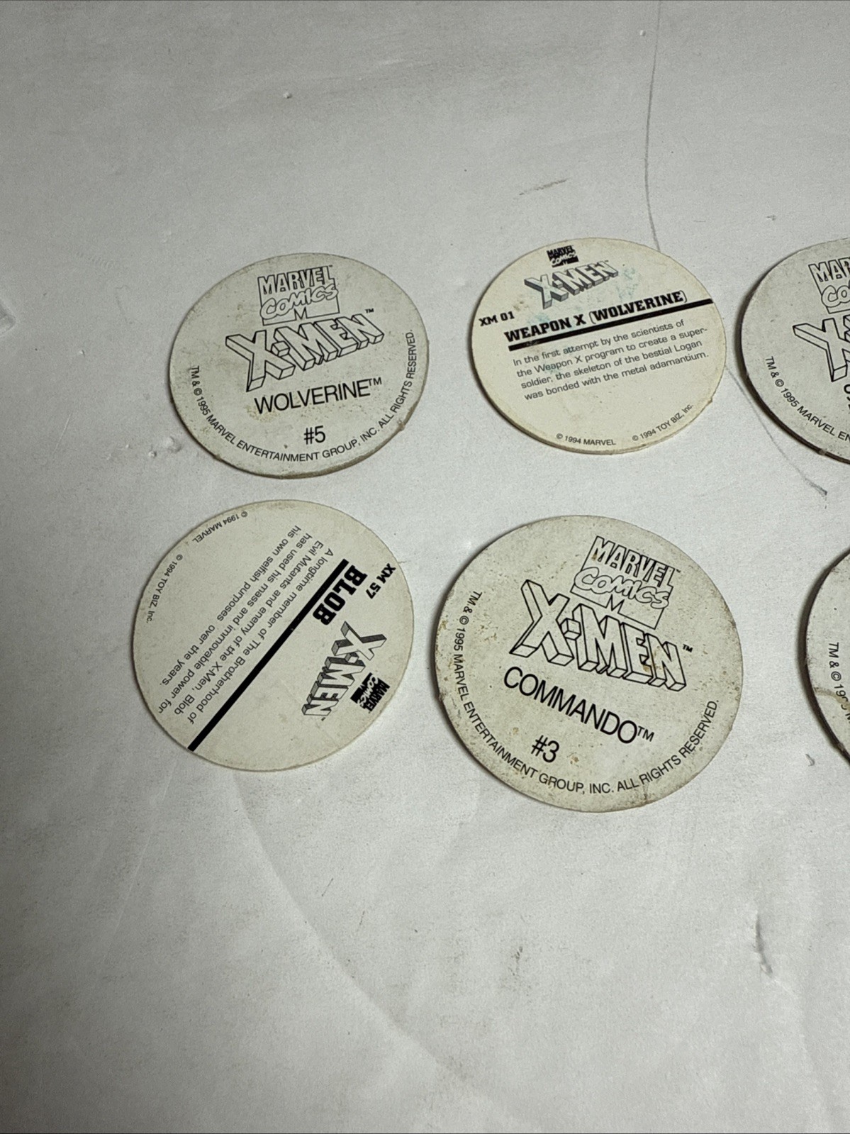 POGS Lot of 8 – 1994 X-MEN Series Vintage Collectible Pogs