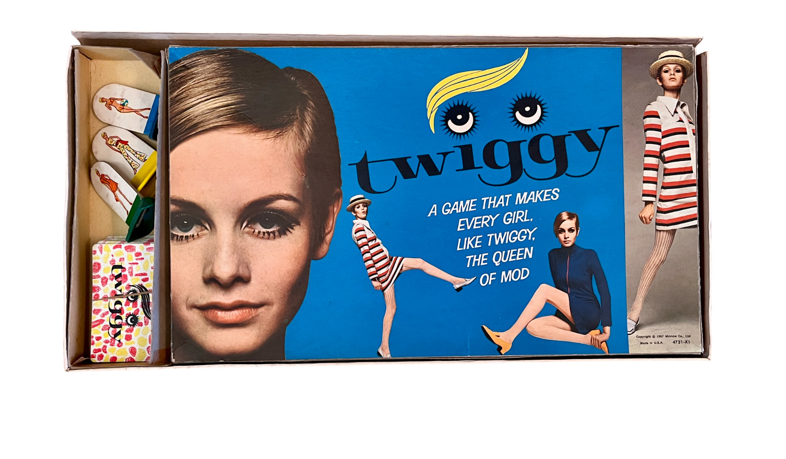 Twiggy Milton Bradley Board Game Vintage 1967- Missing 1 Game Piece and Die