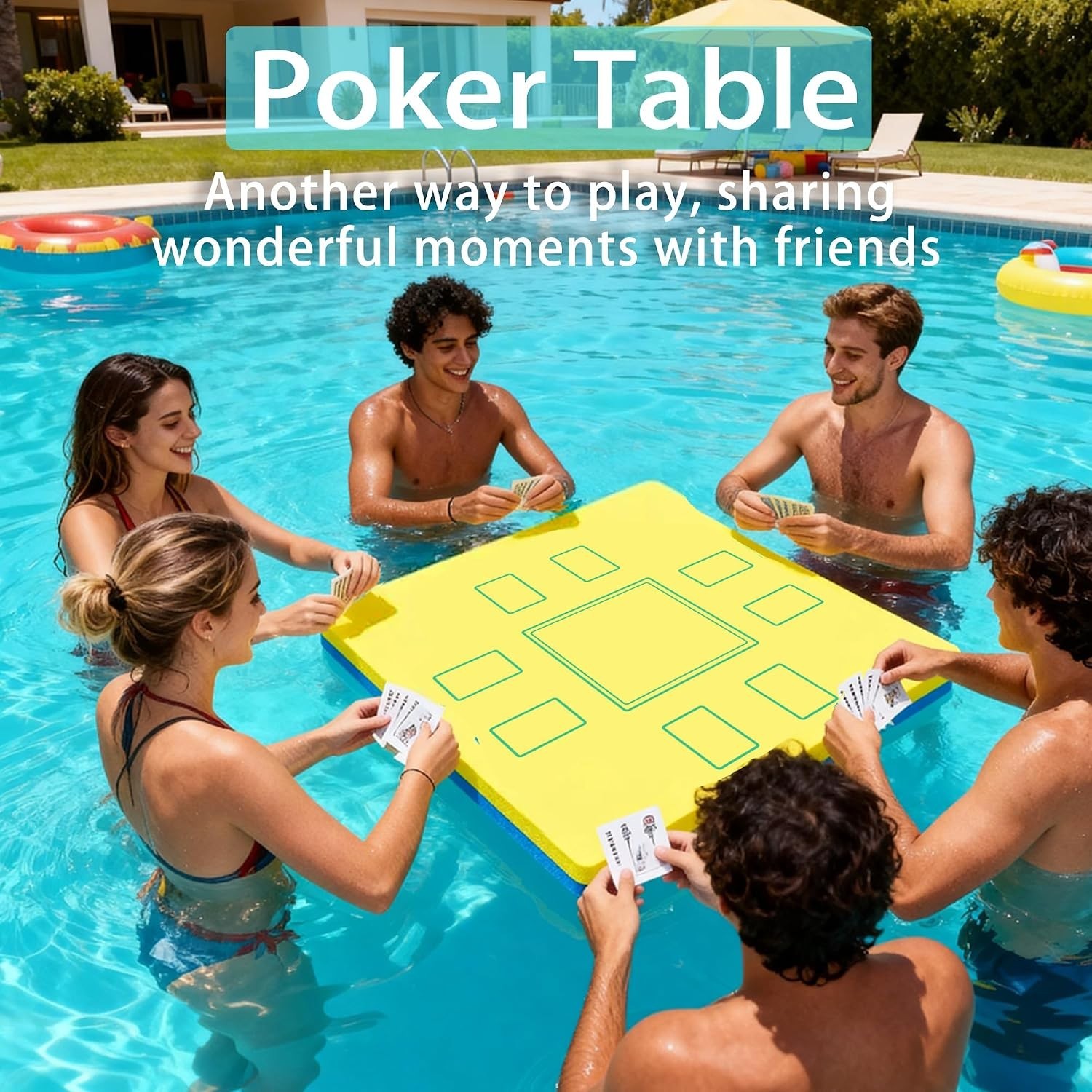 Floating Mahjong Table for Pool Water-Resistant Card and Game Tray