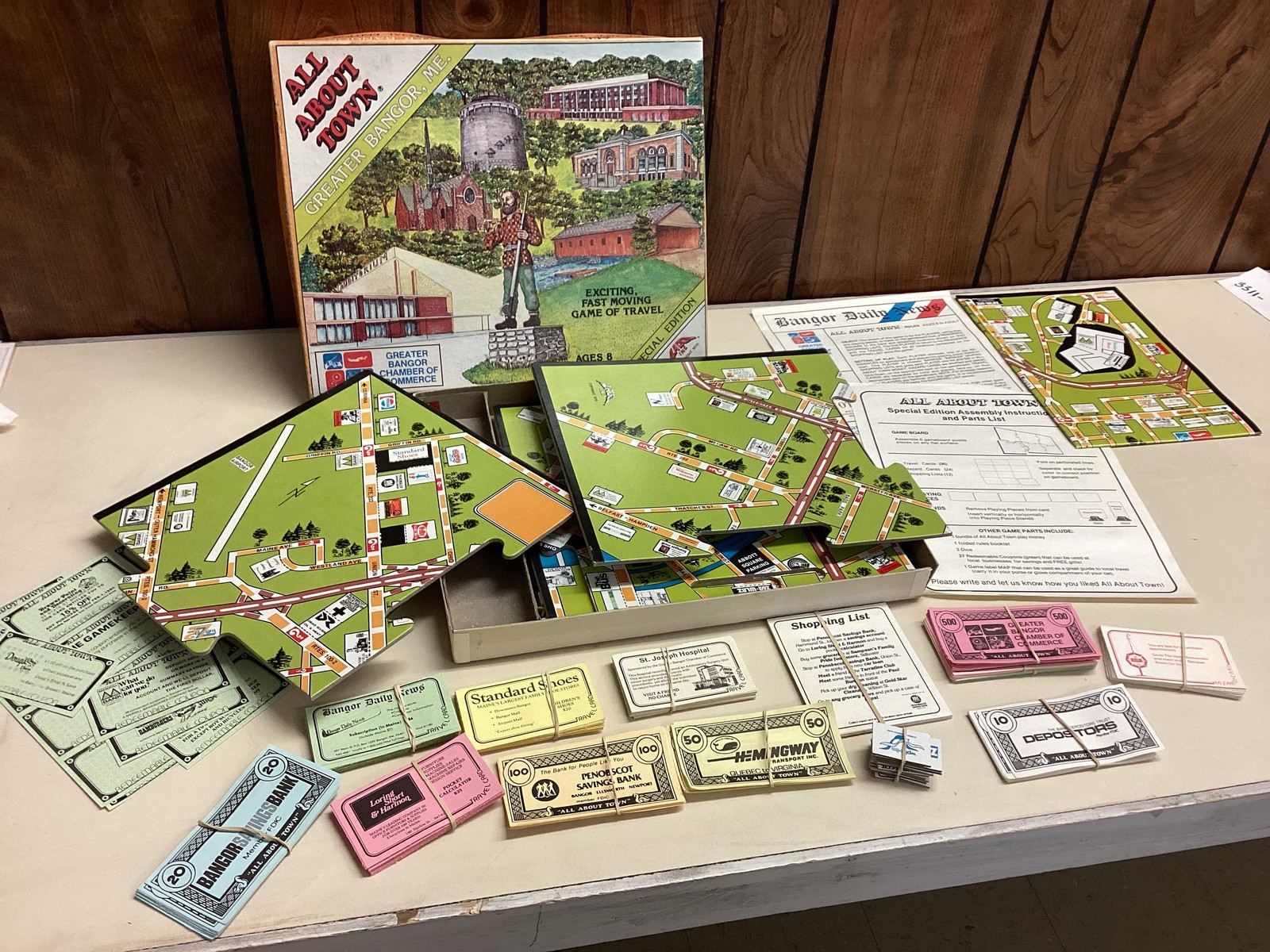 Vintage All About Town Greater Bangor Maine Board Game 1979 Map Multicolor