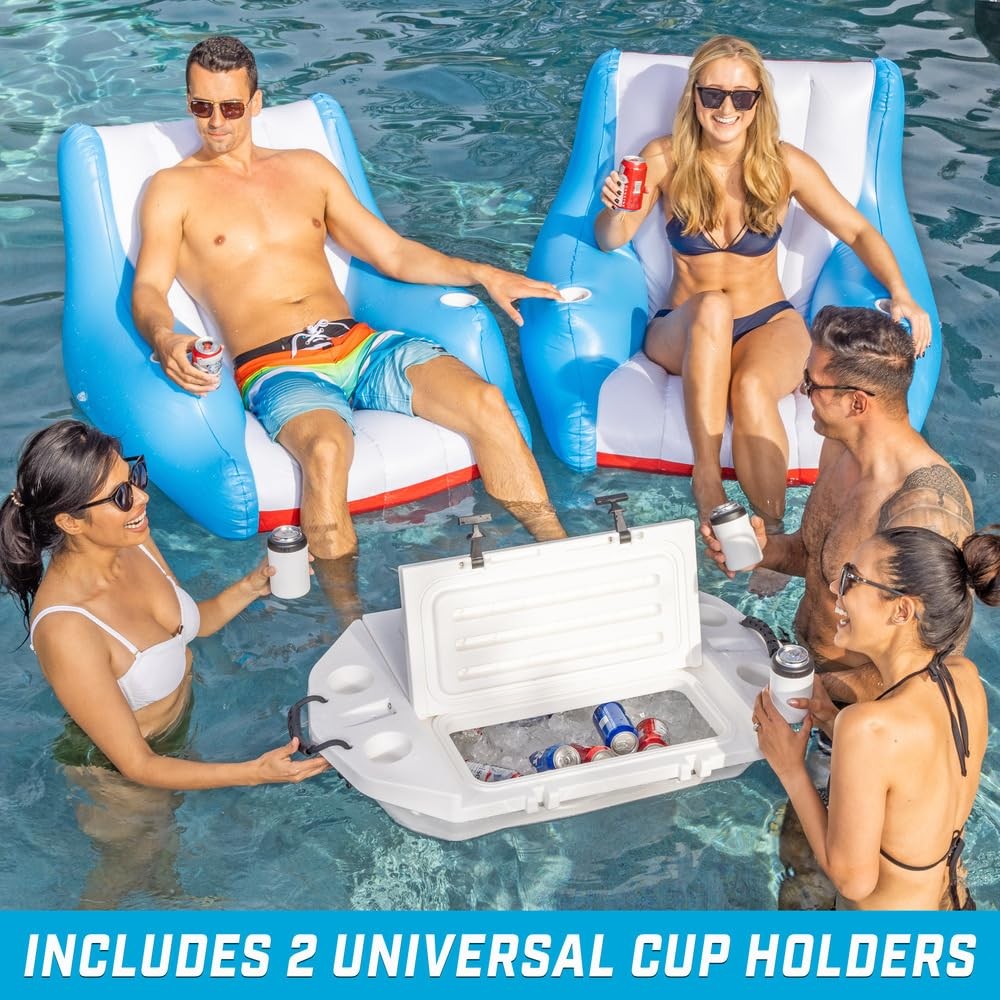 Floating Pool Lounge Chair Cup Holders Adults Lazy Buoy GoFloats Comfortable