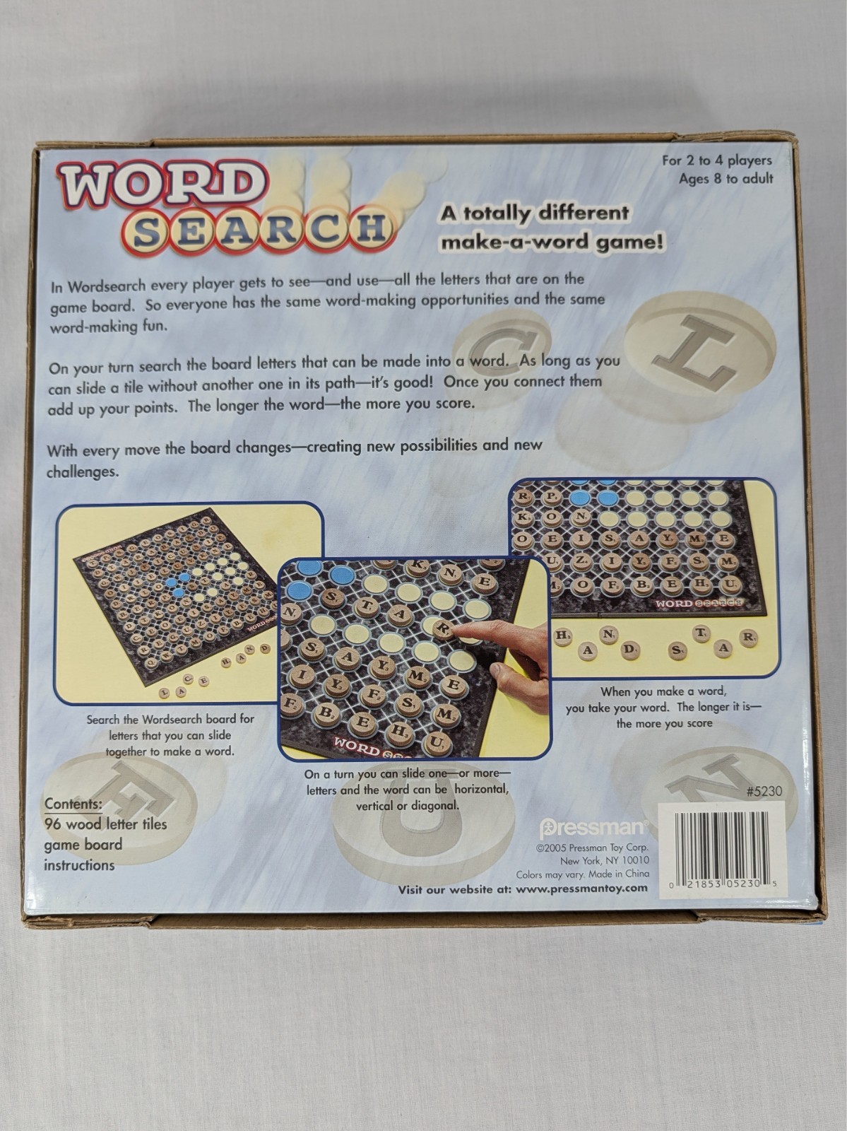 Word Search Board Game by Pressman Wooden Tiles Ages 8+ Pre-owned