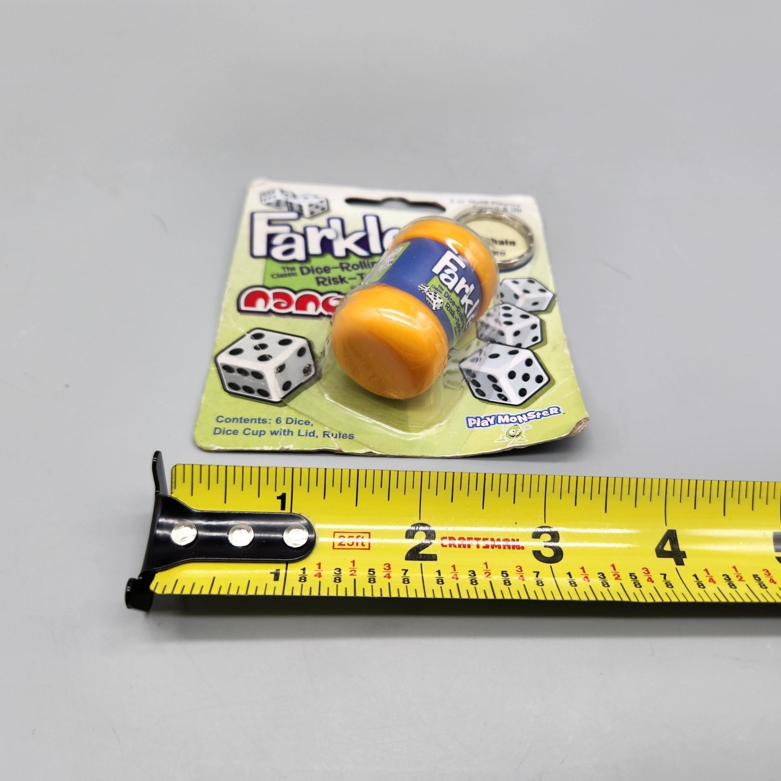 Farkle Nano Keychain Mini Dice Game 2016 Yellow Sealed *Package Wear See Photos