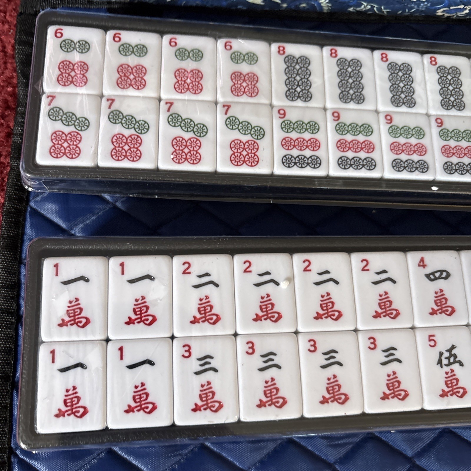 American Mahjong Set with Blue Carrying Bag, 166 White Tiles, 4 All-in-One Ra…