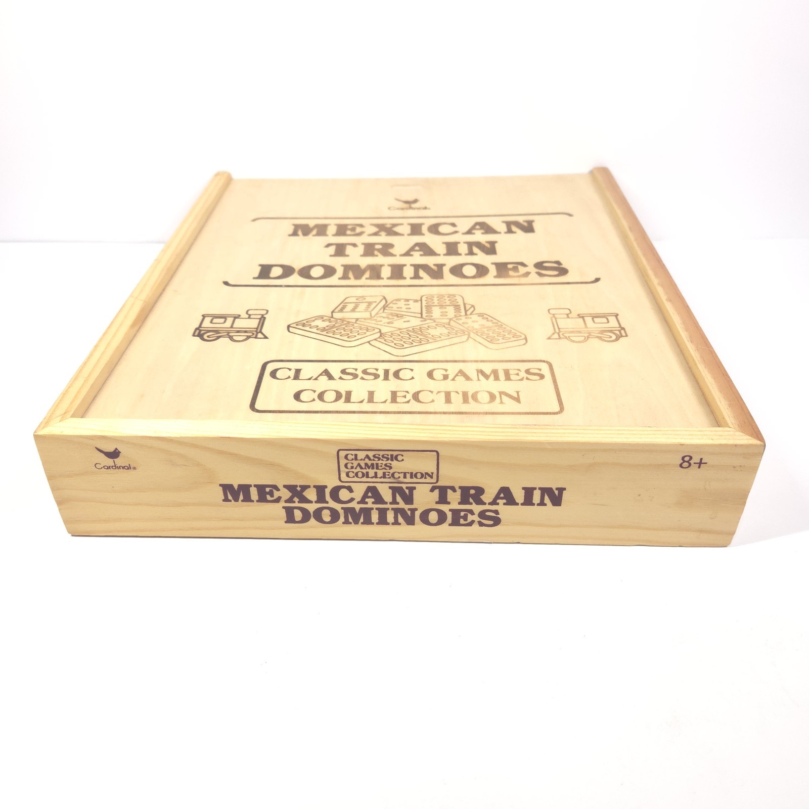 Cardinal Classic Collection Mexican Train Dominoes Wood Box Complete Game