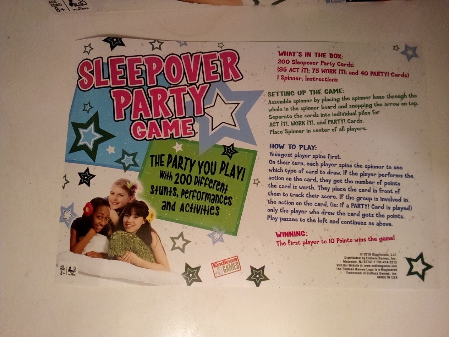 Kids Sleepover Game Lot – THE SLEEPOVER PARTY GAME & PILLOW FIGHT CARD GAME