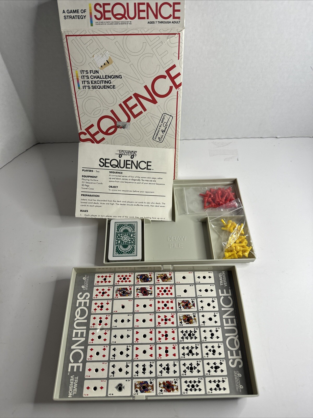 1994 Sequence Strategy Game Travel Edition By Jax – Ages 7 to Adult – Complete