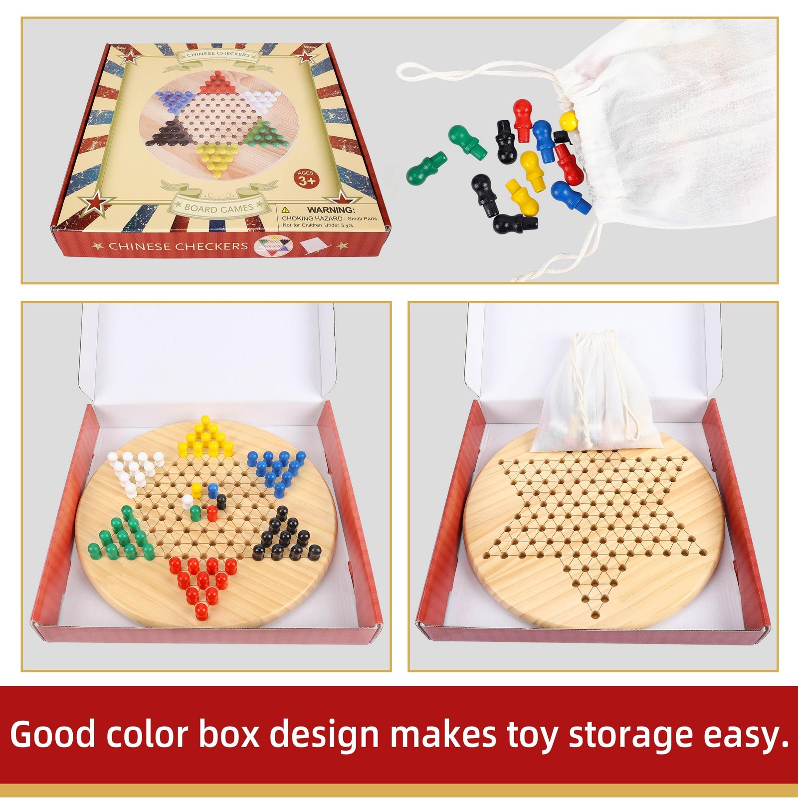 Chinese Checkers Board Game for Adults Seniors , 11.5 inches Wooden Checkers …