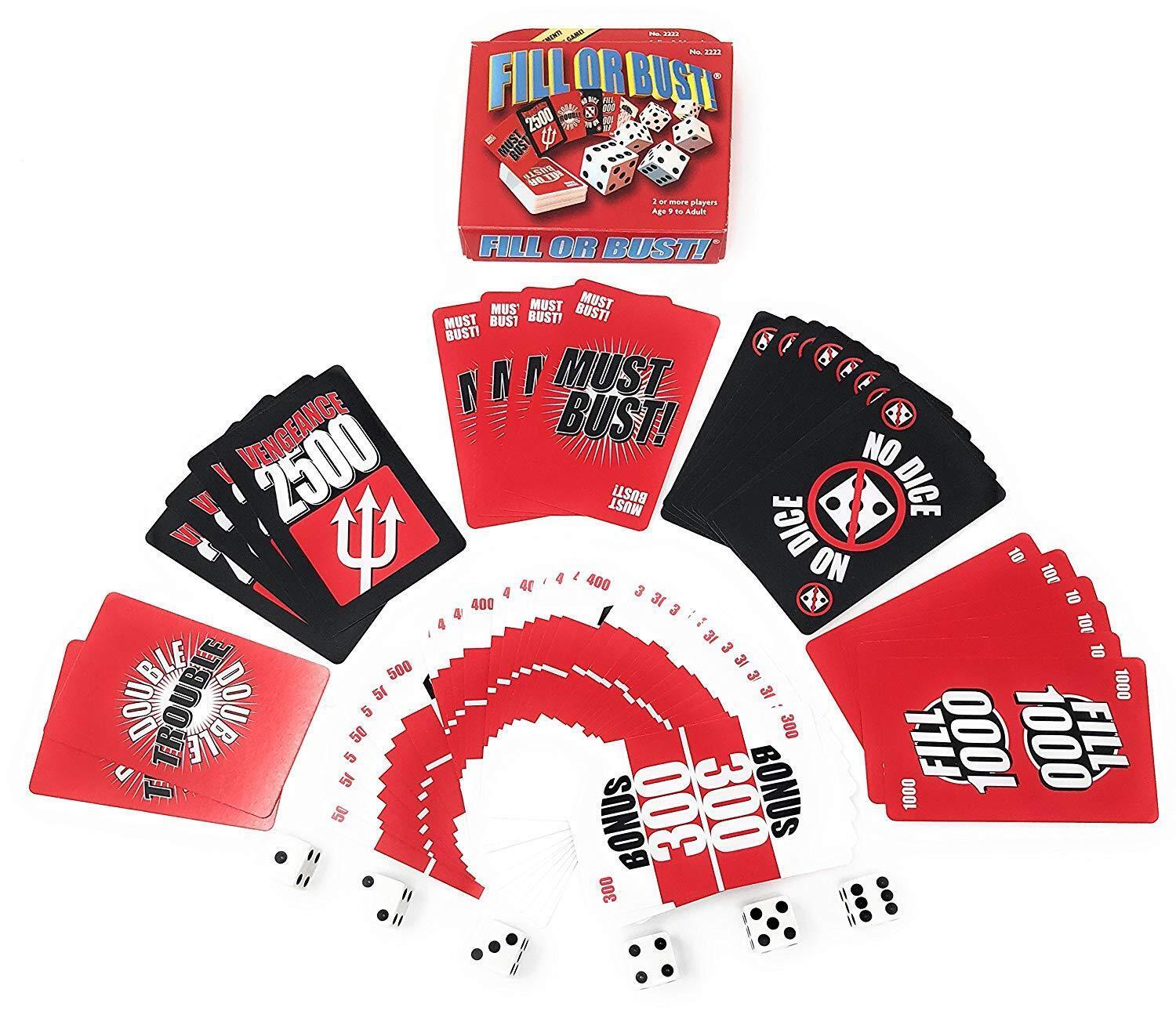 2 PACK – Fill Or Bust Dice Card Game Bowman Games Press Your Luck Family Game