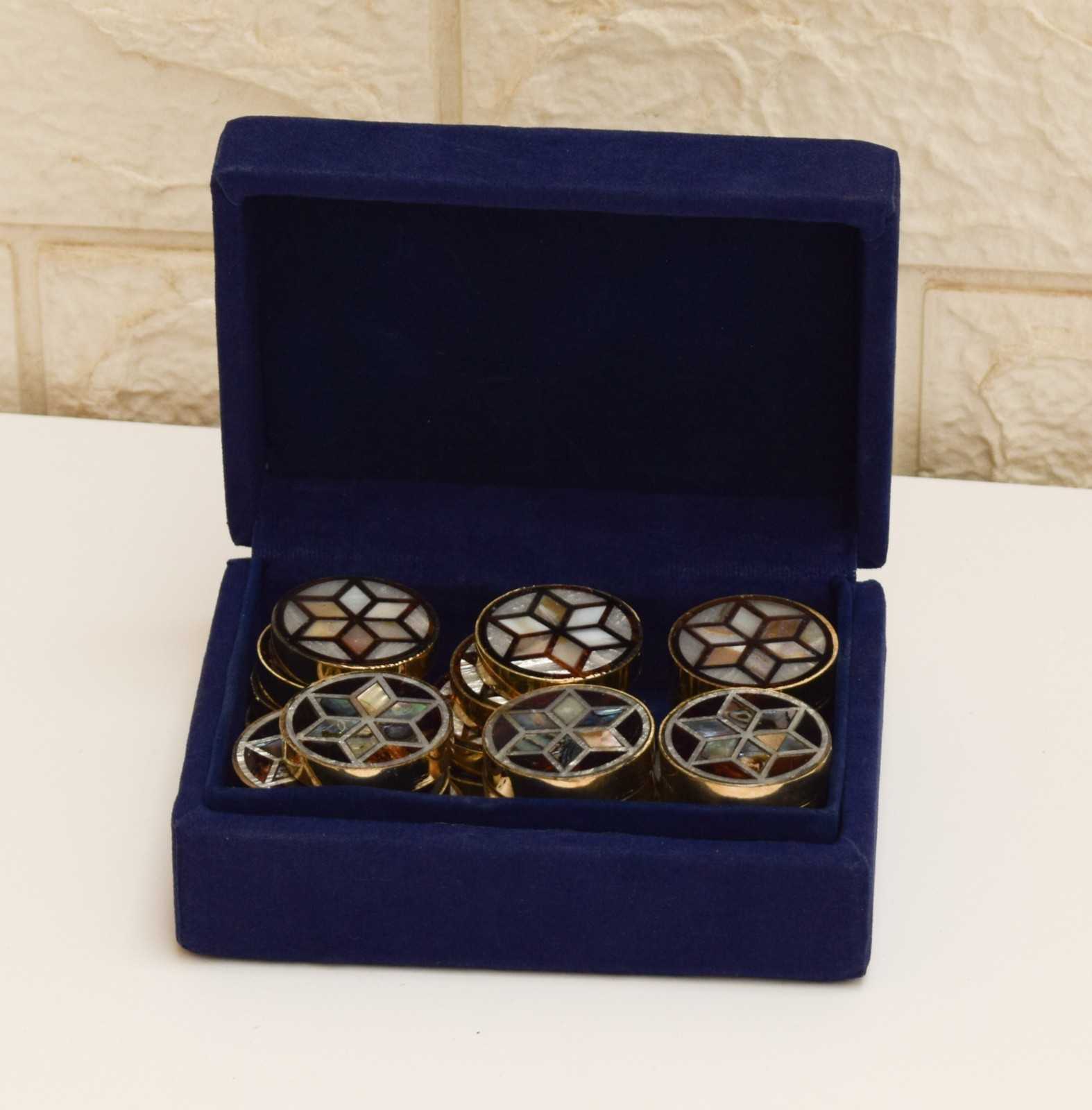 Handmade Mother of Pearl Backgammon Chips – Brass Edge Inlaid Checkers Set