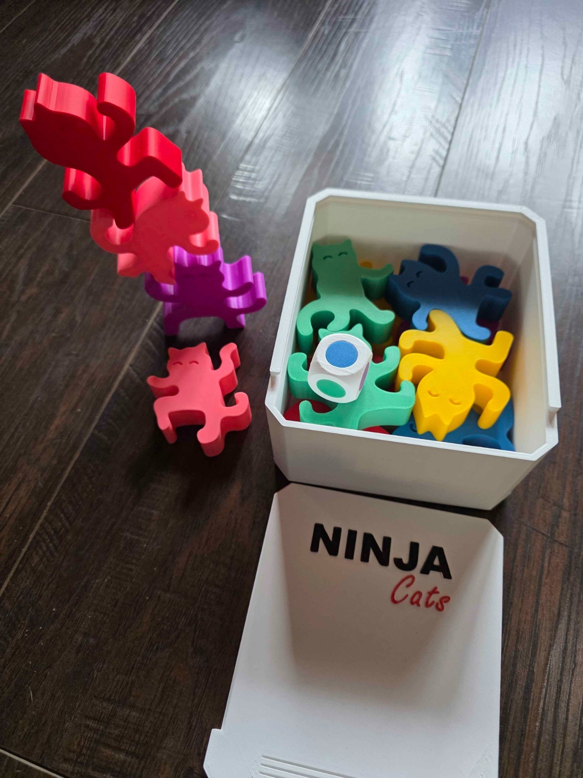 3D Printed Ninja Cats Stacking Game Fun Family Friendly Stack Before They Drop