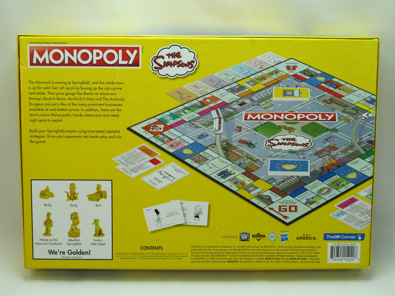 Monopoly the Simpsons 2019 Board Game USAOPOLY 99% Complete New Open Box