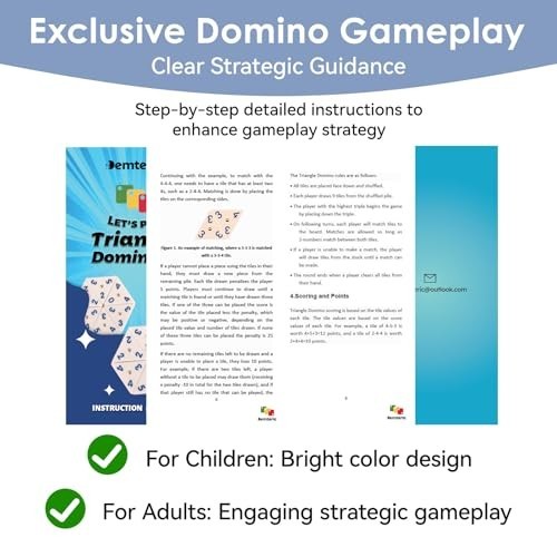 Triangle Domino Game Set 56 Tiles with 4 Holders Travel Case for Kids Adults
