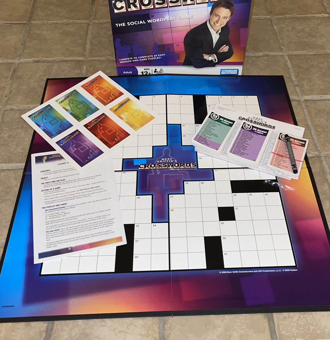 Merv Griffin’s CROSSWORDS Social Wordplay Game 2008 Parker Brothers Complete Fun